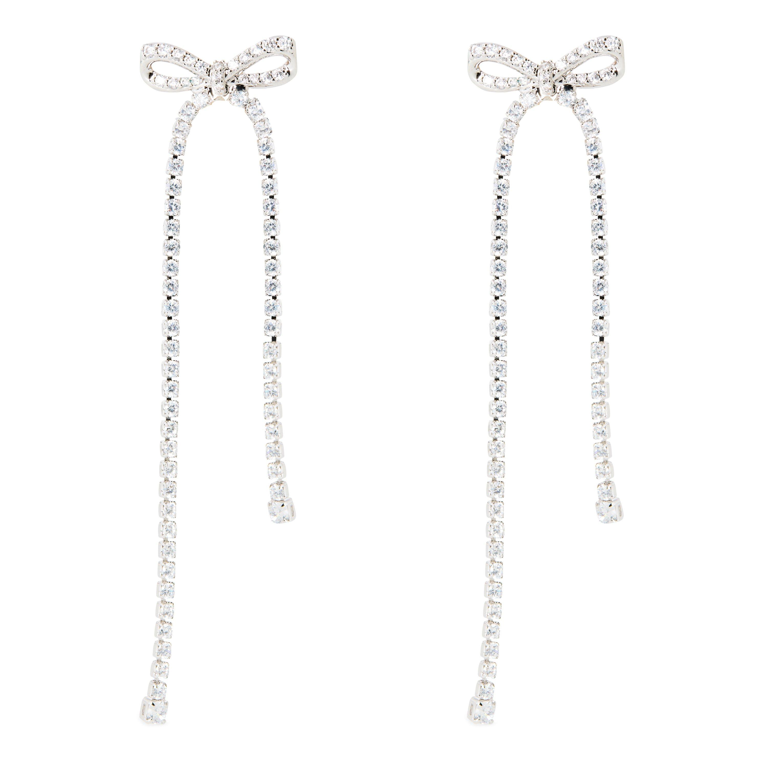 SILVER - Self Portrait - CRUSTAL BOW DANGLE EARRIN - 1