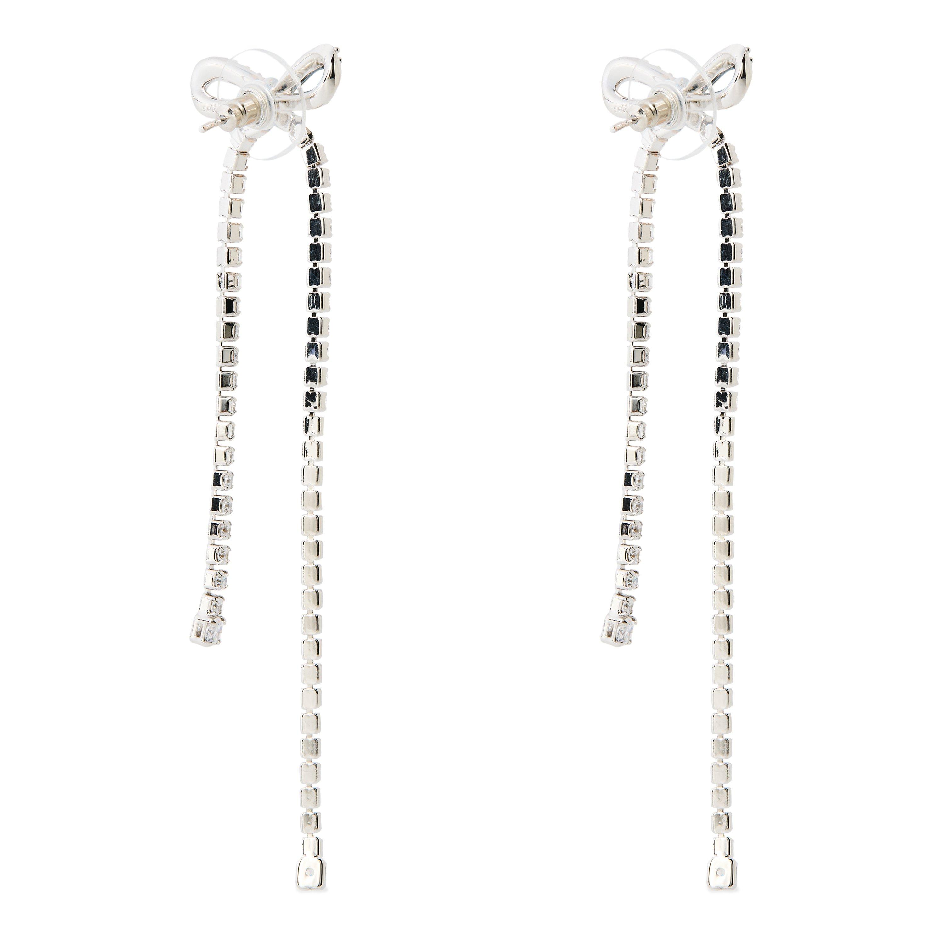 SILVER - Self Portrait - CRUSTAL BOW DANGLE EARRIN - 2
