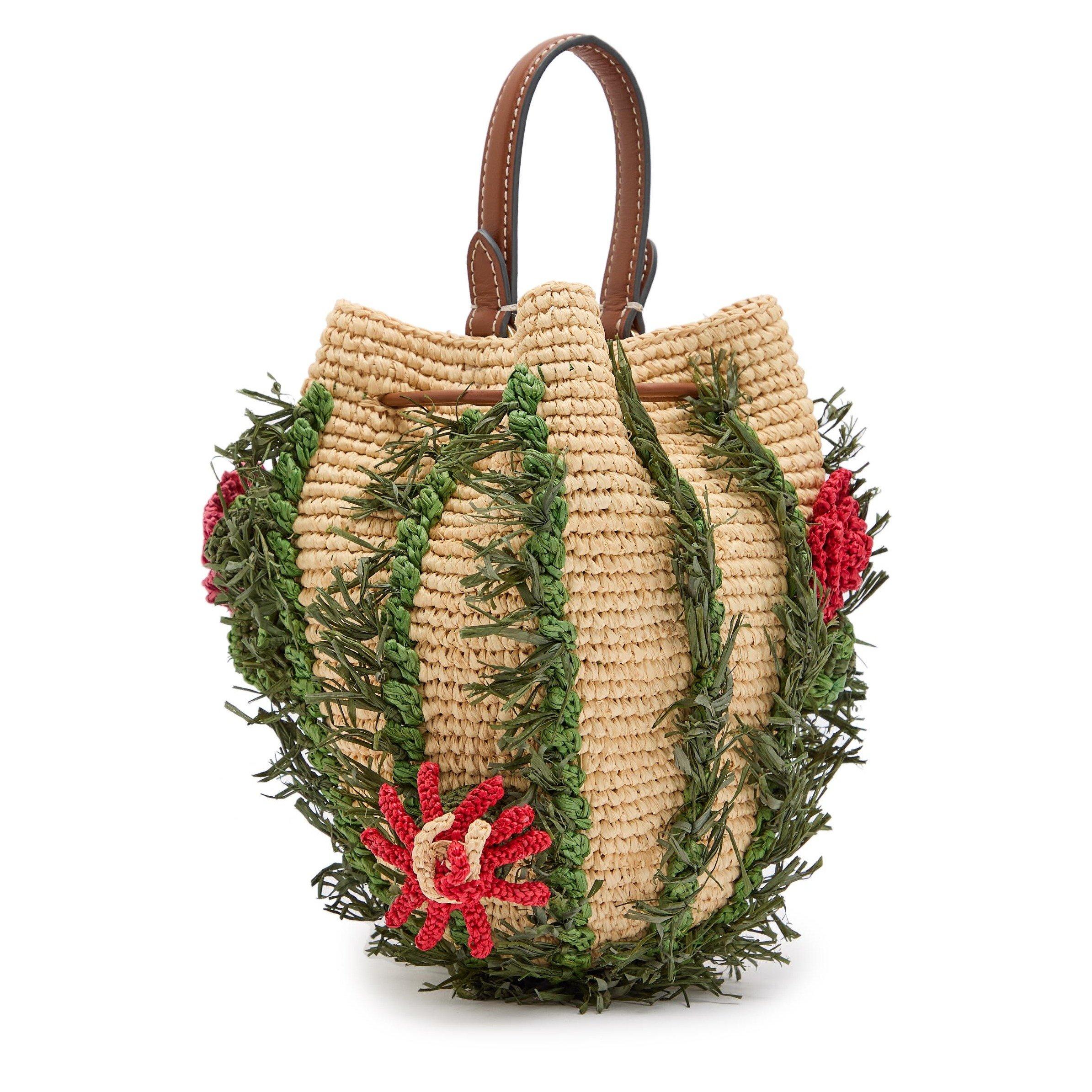 NATURAL - Anya Hindmarch - CACTUS RAFFIA LEATHER CROSSBOD - 2