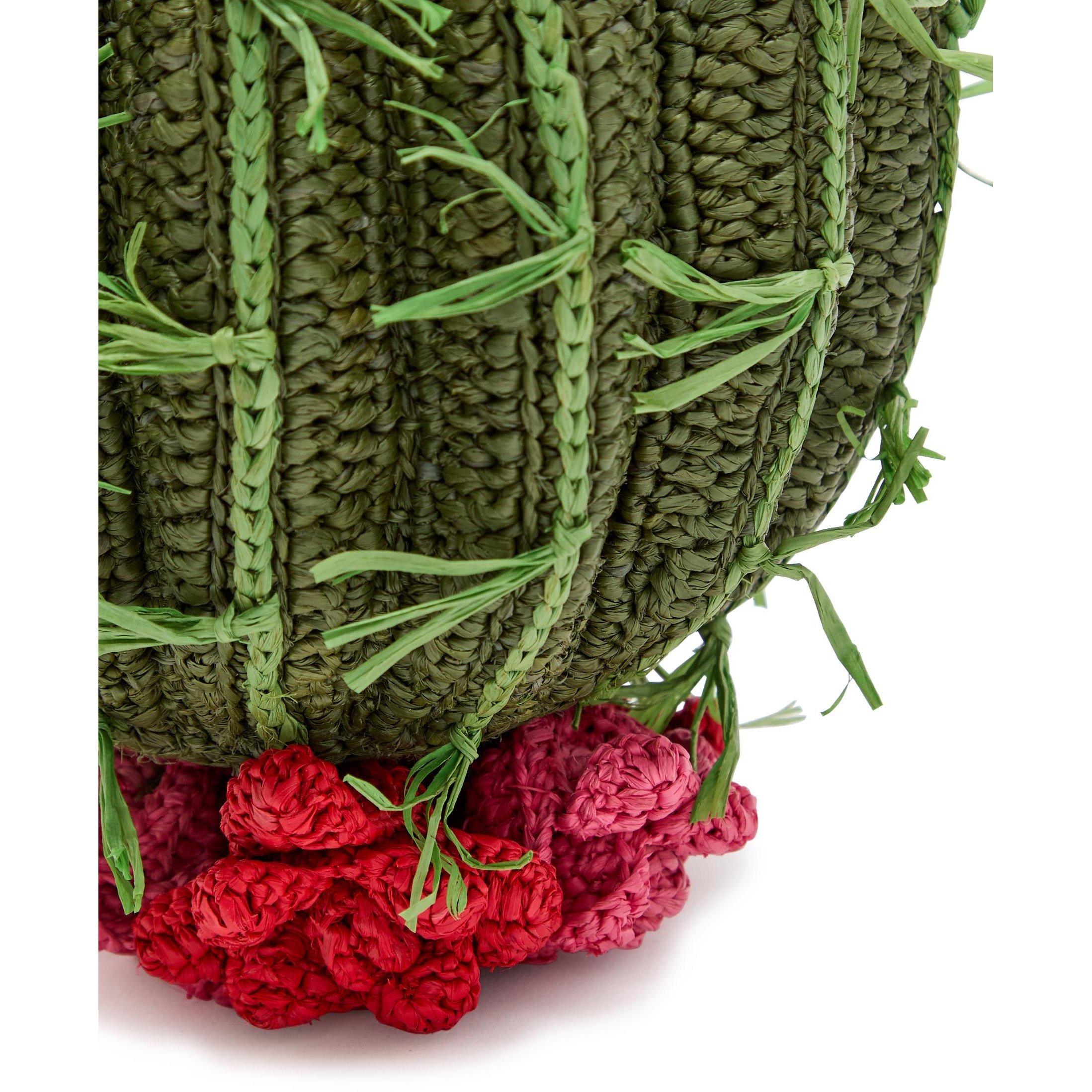 KHAKI - Anya Hindmarch - CACTUS RAFFIA LEATHER CROSSBOD - 4