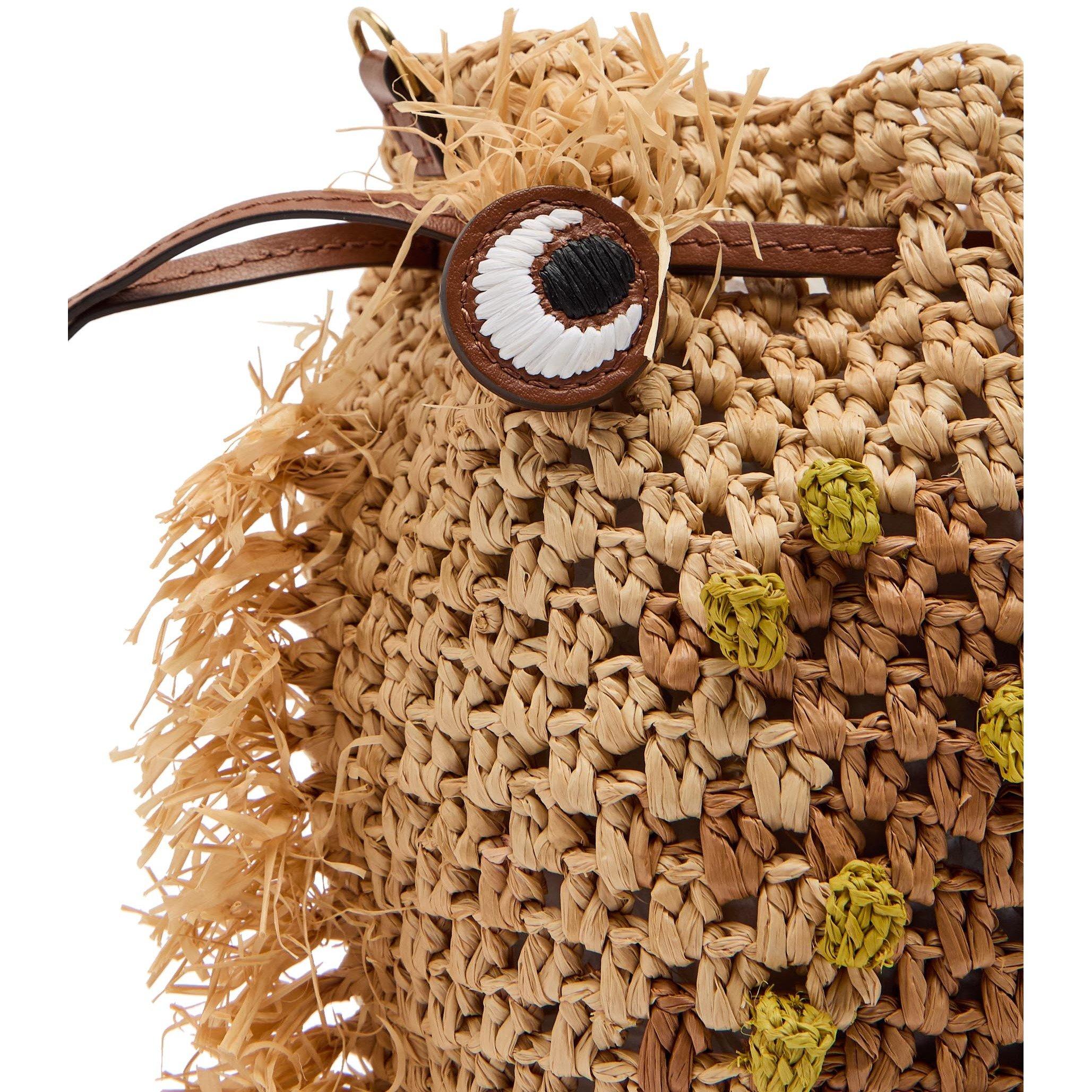 BROWN - Anya Hindmarch - CREATURES EYES RAFFIA CROSSBOD - 4