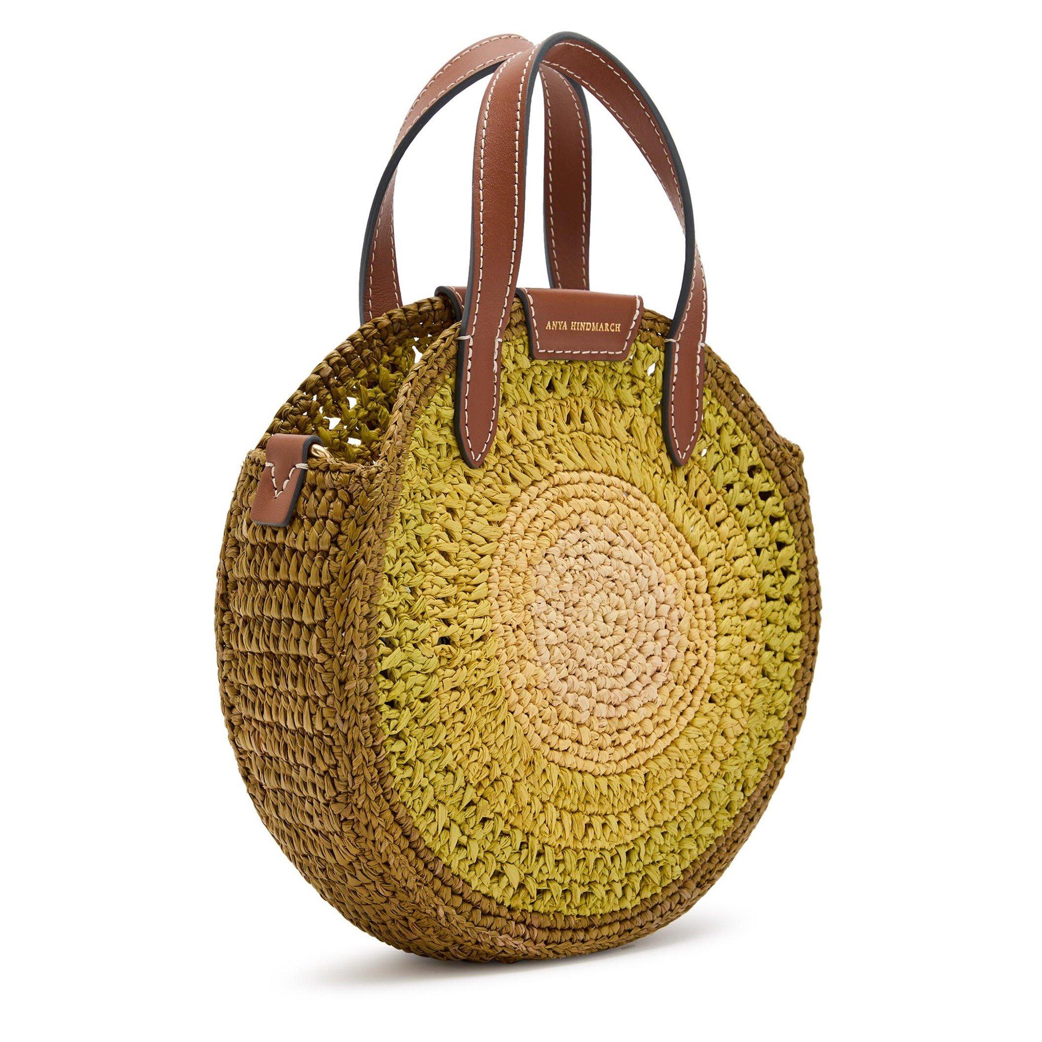 GREEN AND OTHER - Anya Hindmarch - BOW ROUND RAFFIA LEATHER SML T - 2
