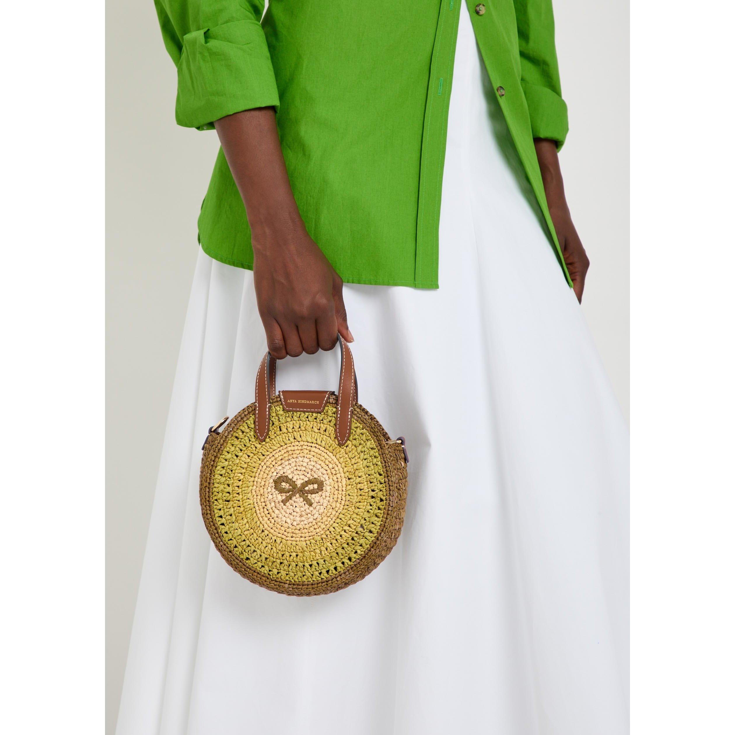 GREEN AND OTHER - Anya Hindmarch - BOW ROUND RAFFIA LEATHER SML T - 3