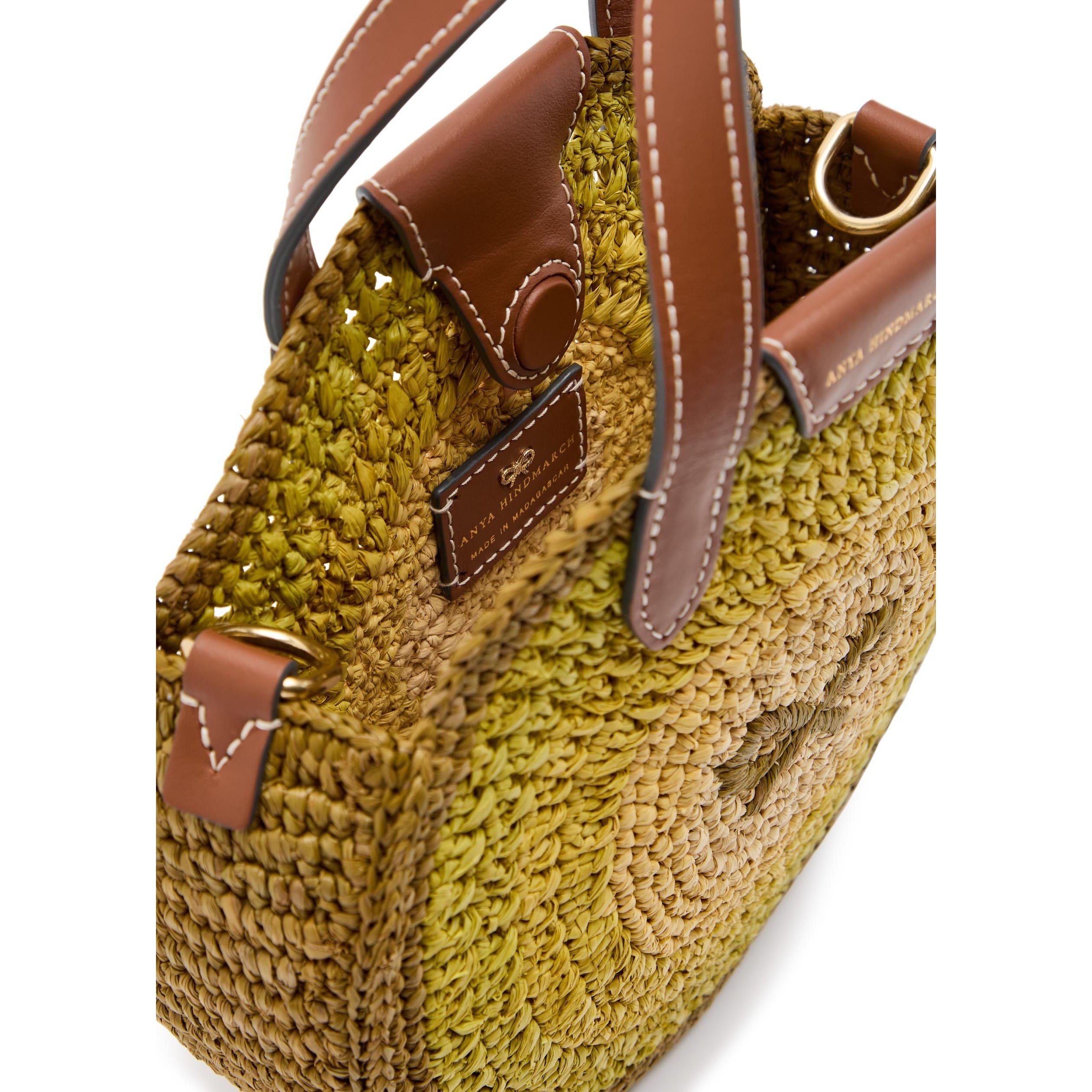 GREEN AND OTHER - Anya Hindmarch - BOW ROUND RAFFIA LEATHER SML T - 5