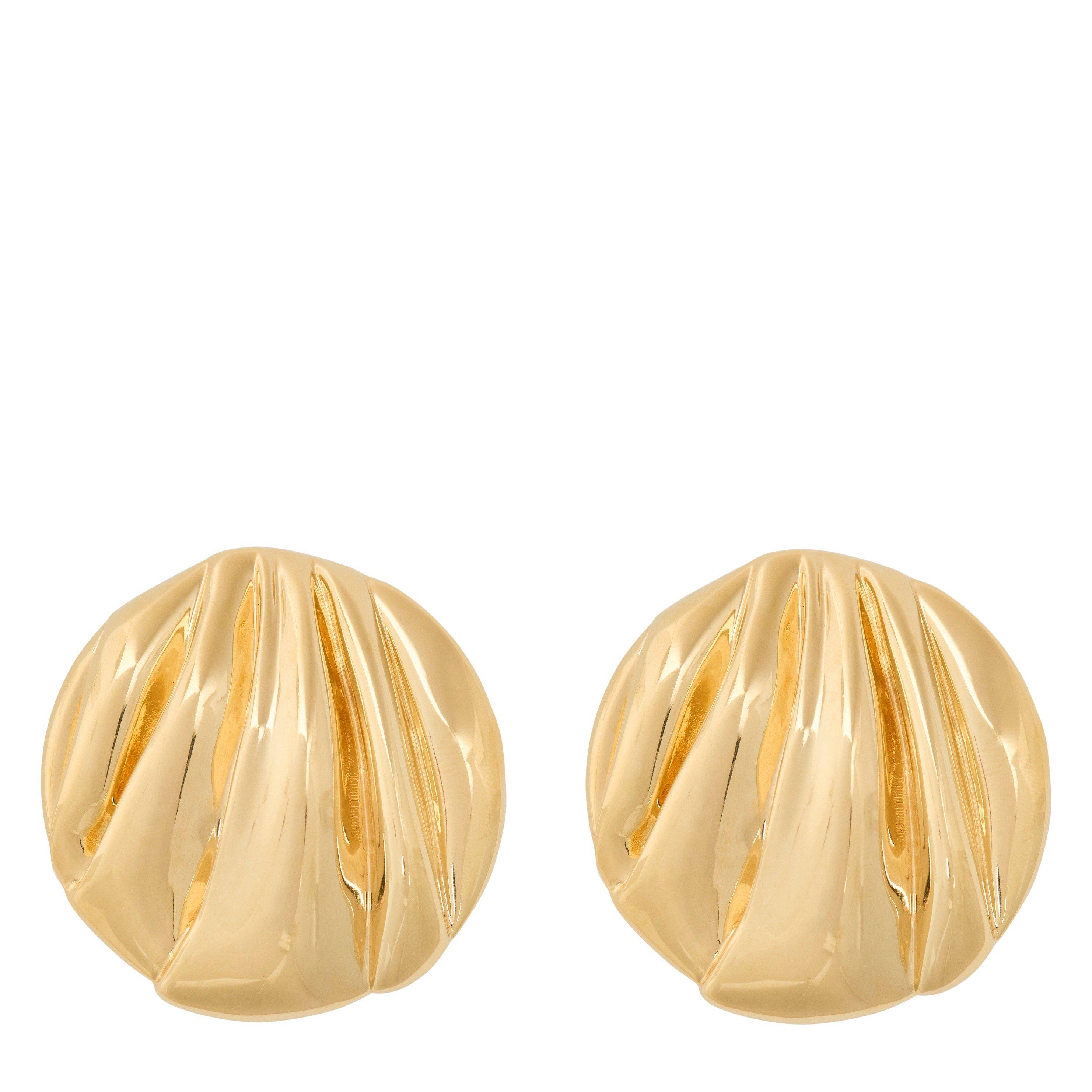 GOLD - Chloe - PLEATS ROUND EARRINGS