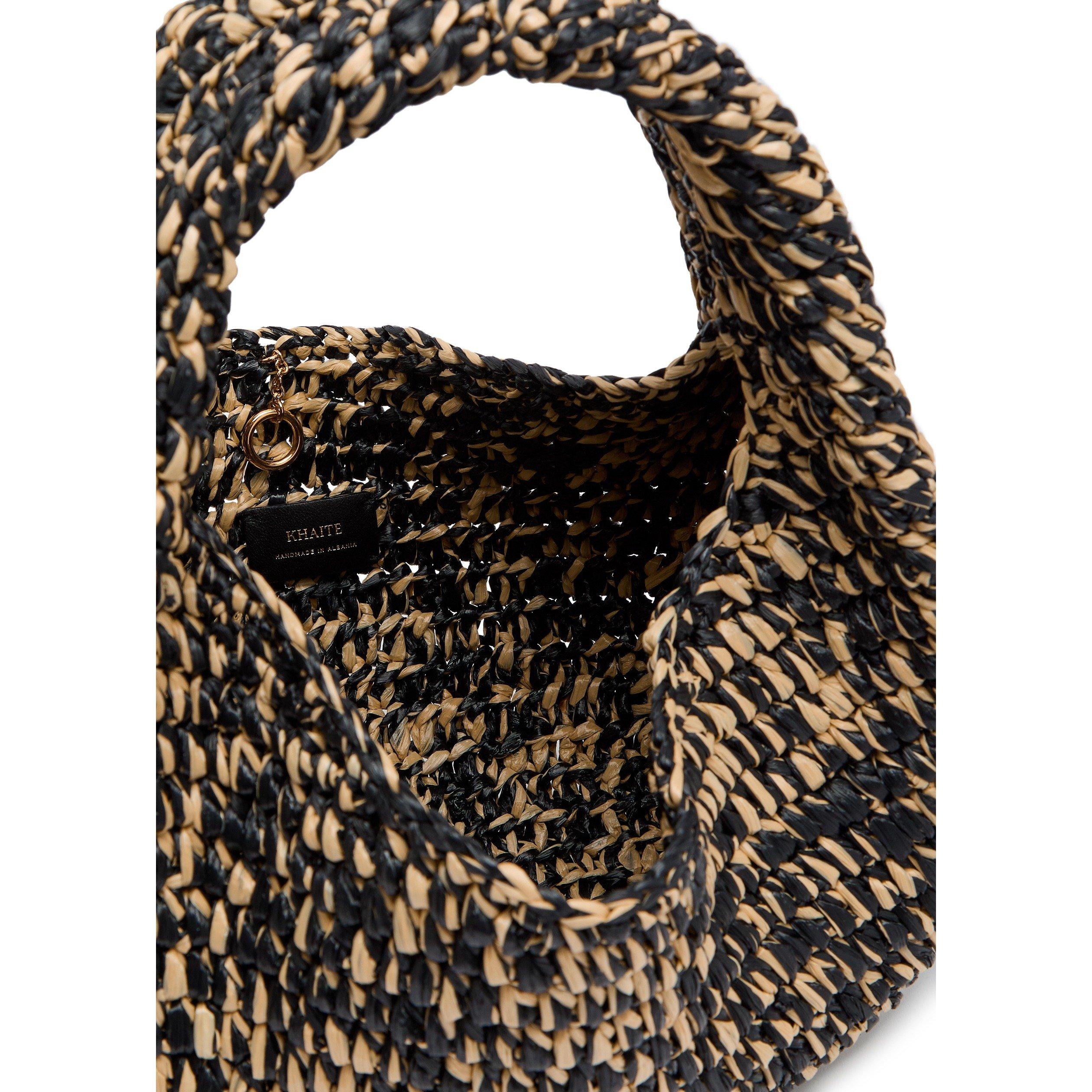 BLACK AND WHITE - Khaite - Women's Olivia Raffia Shoulder Bag - 5
