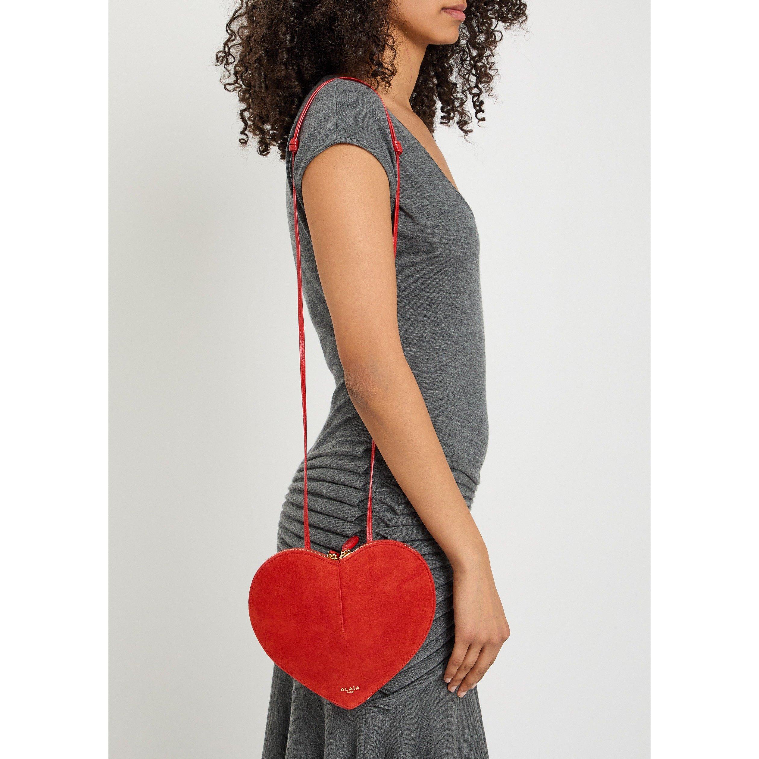 ORANGE - Alaia - Women's Le Coeur Suede Cross Body Bag - 3