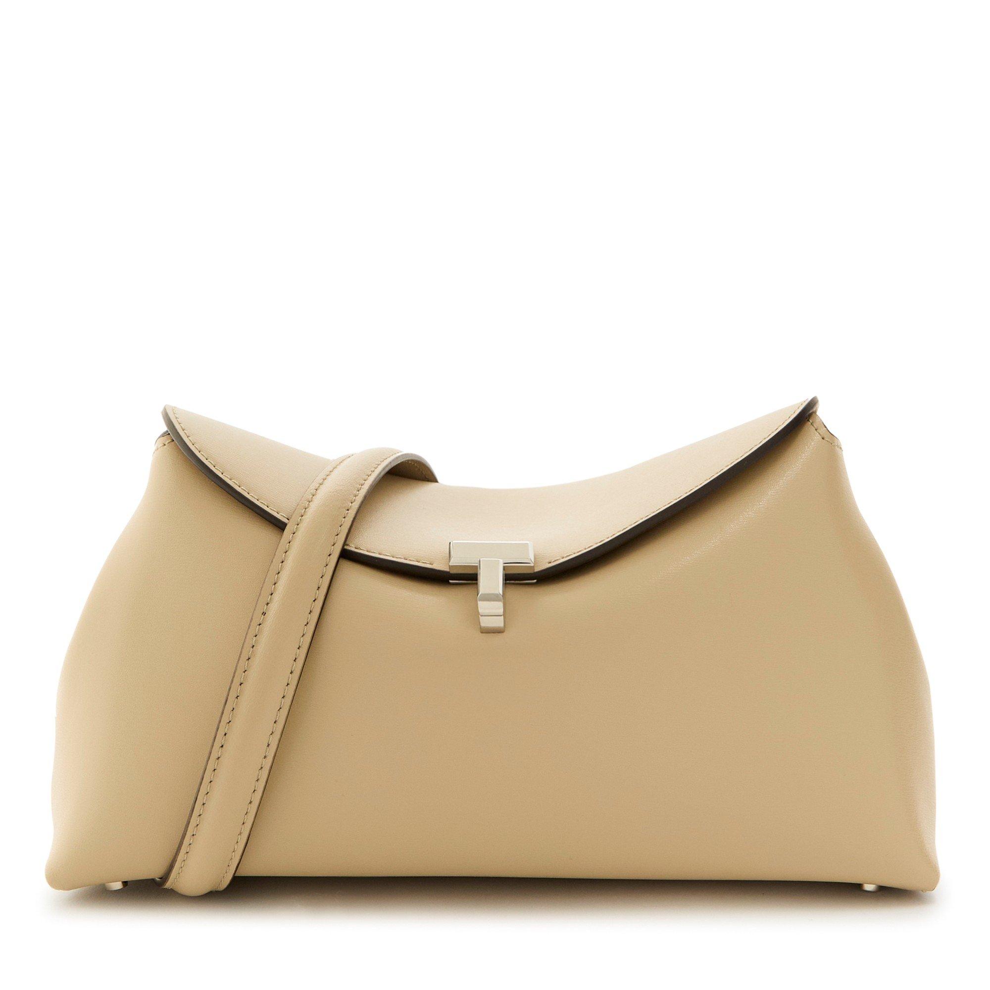 CREAM - Toteme - T-LOCK LEATHER CLUTCH