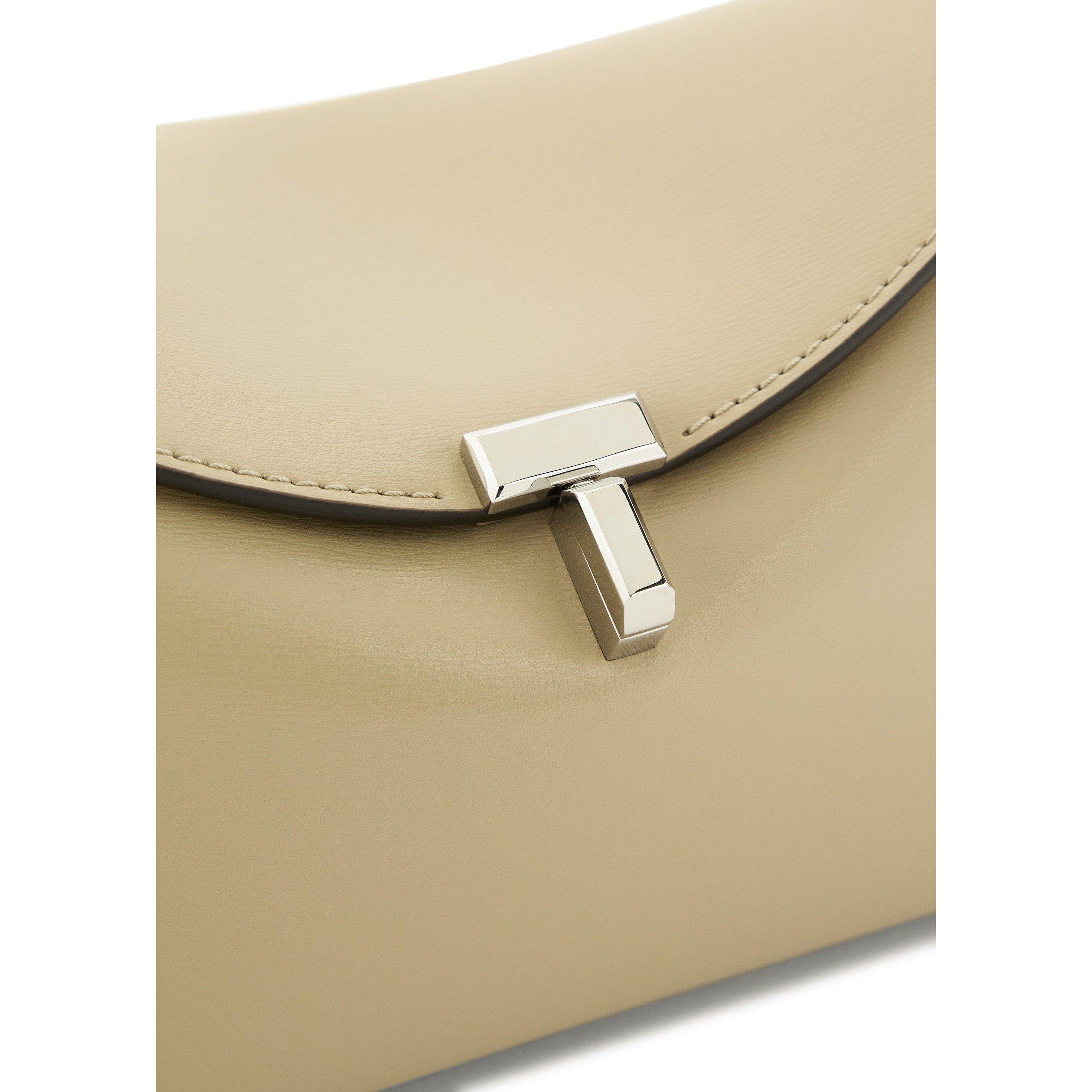 CREAM - Toteme - T-LOCK LEATHER CLUTCH - 4