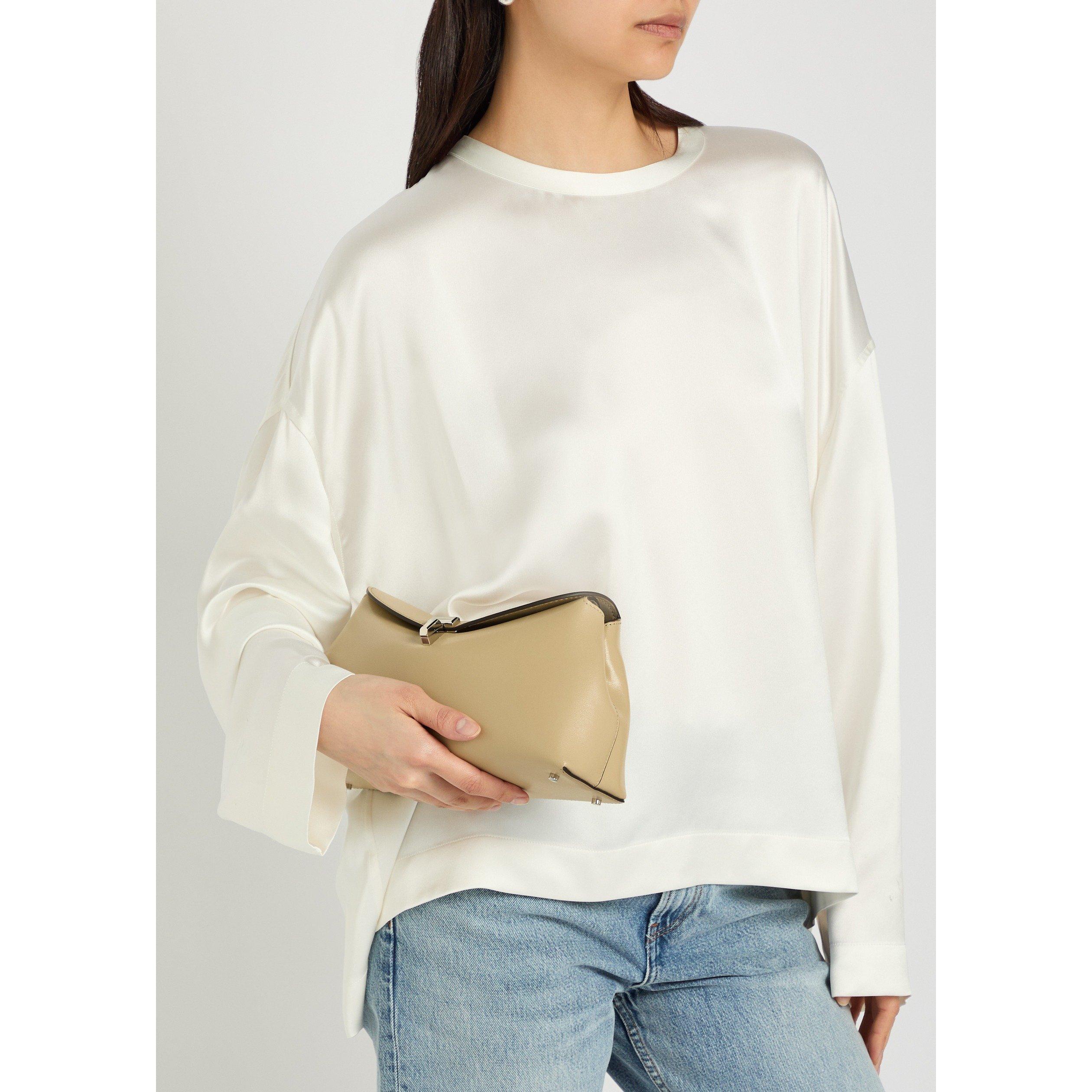 CREAM - Toteme - T-LOCK LEATHER CLUTCH - 6
