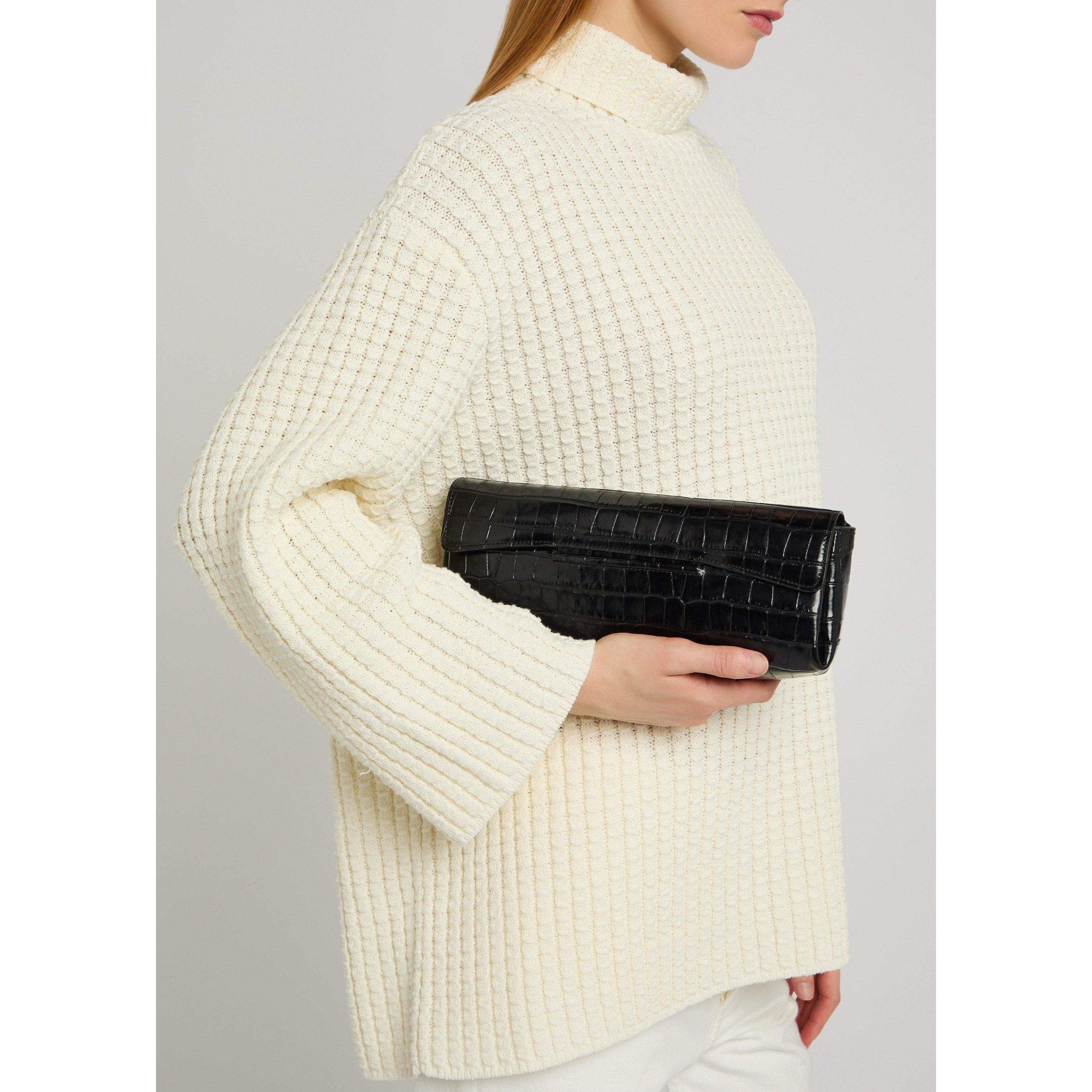 BLACK - Toteme - SOFT CROCO-EMBOSSED T-CLUTCH - 3