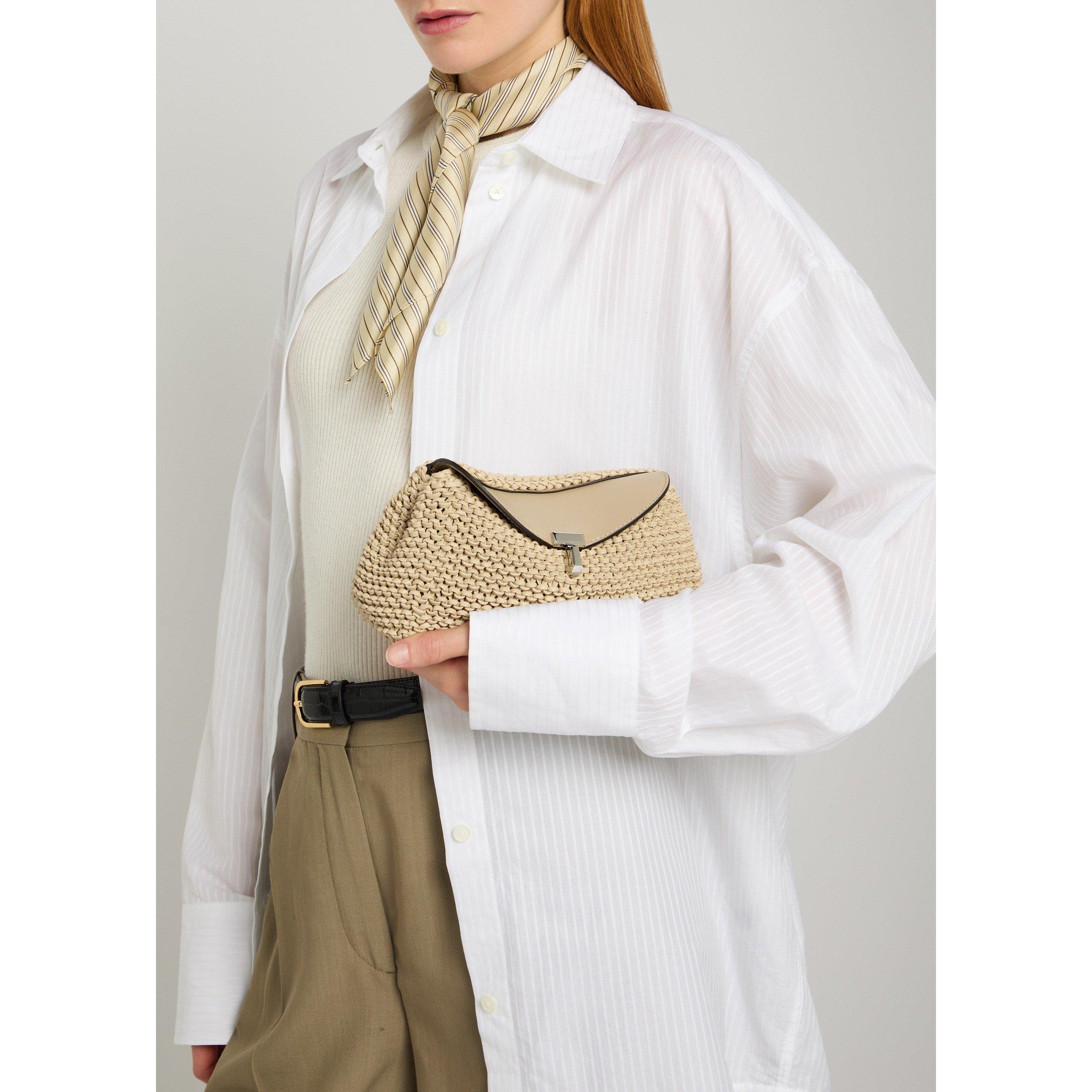 CREAM - Toteme - MINI T-LOCK WOVEN-LEATHER CLUT - 3