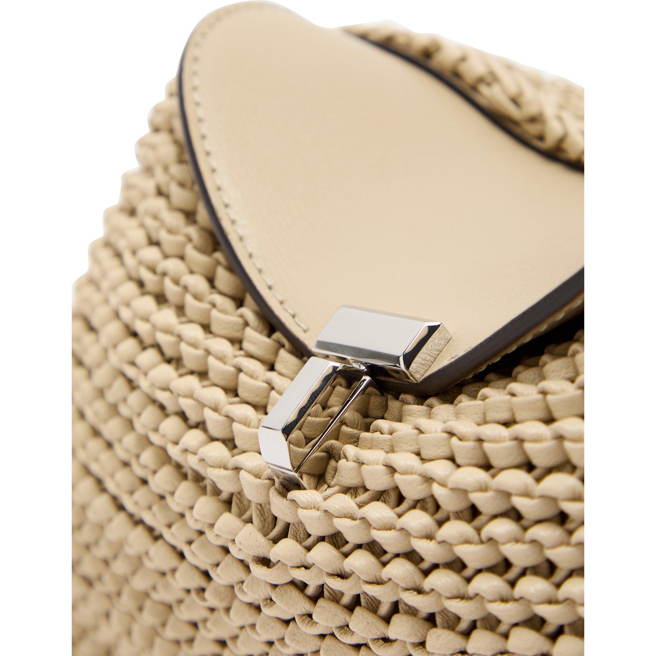 CREAM - Toteme - MINI T-LOCK WOVEN-LEATHER CLUT - 4