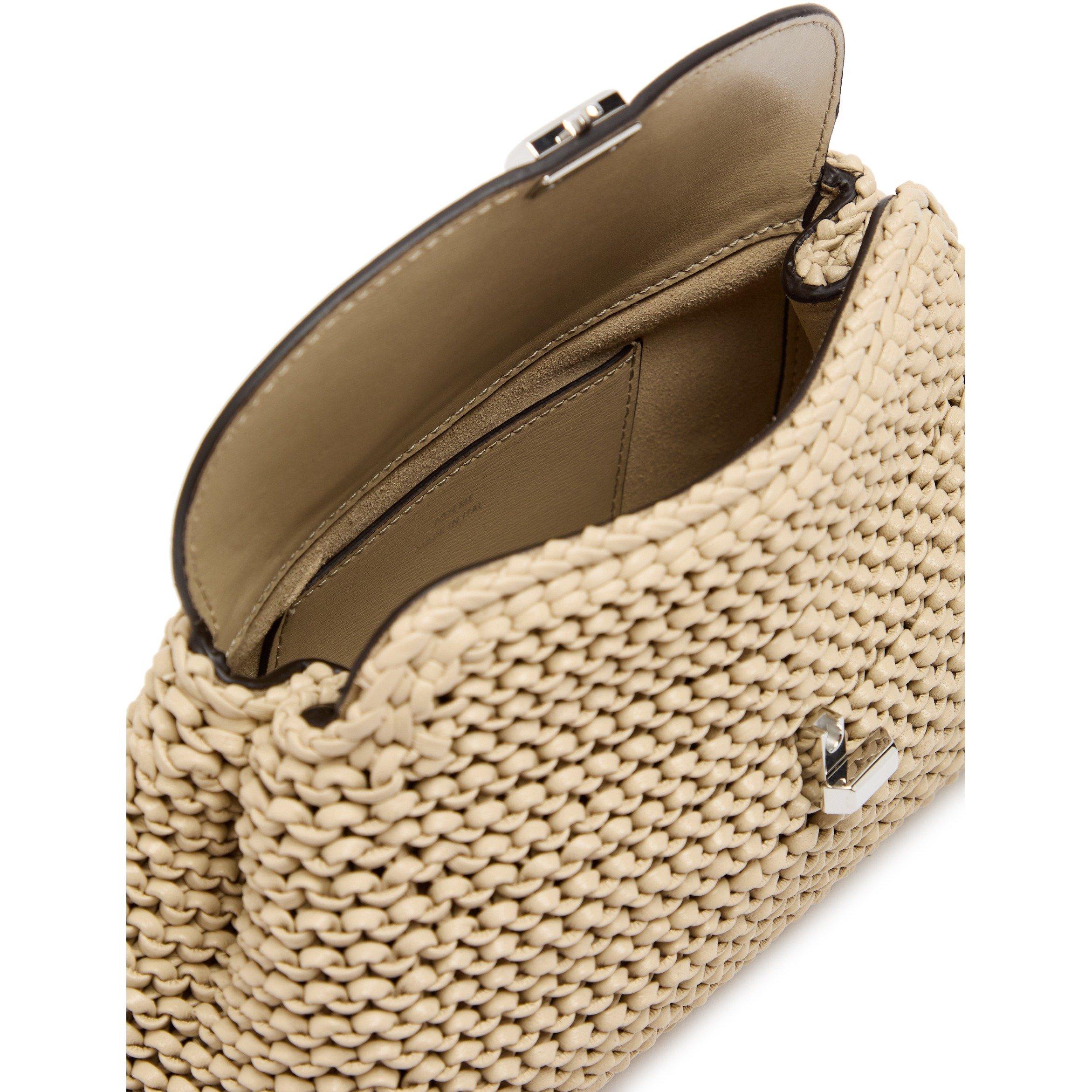 CREAM - Toteme - MINI T-LOCK WOVEN-LEATHER CLUT - 5