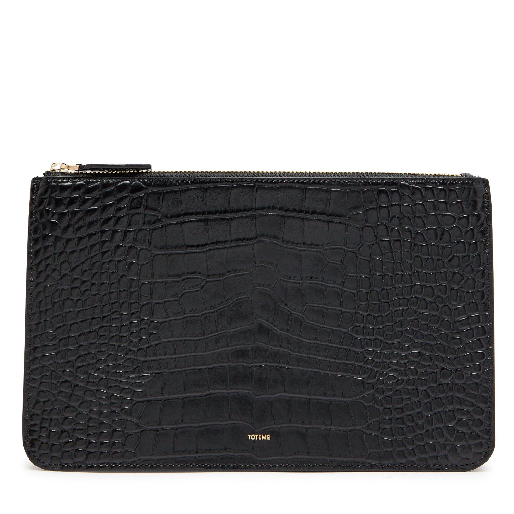 THREEFOLD CROCO-EMBOSSED CLUTC
