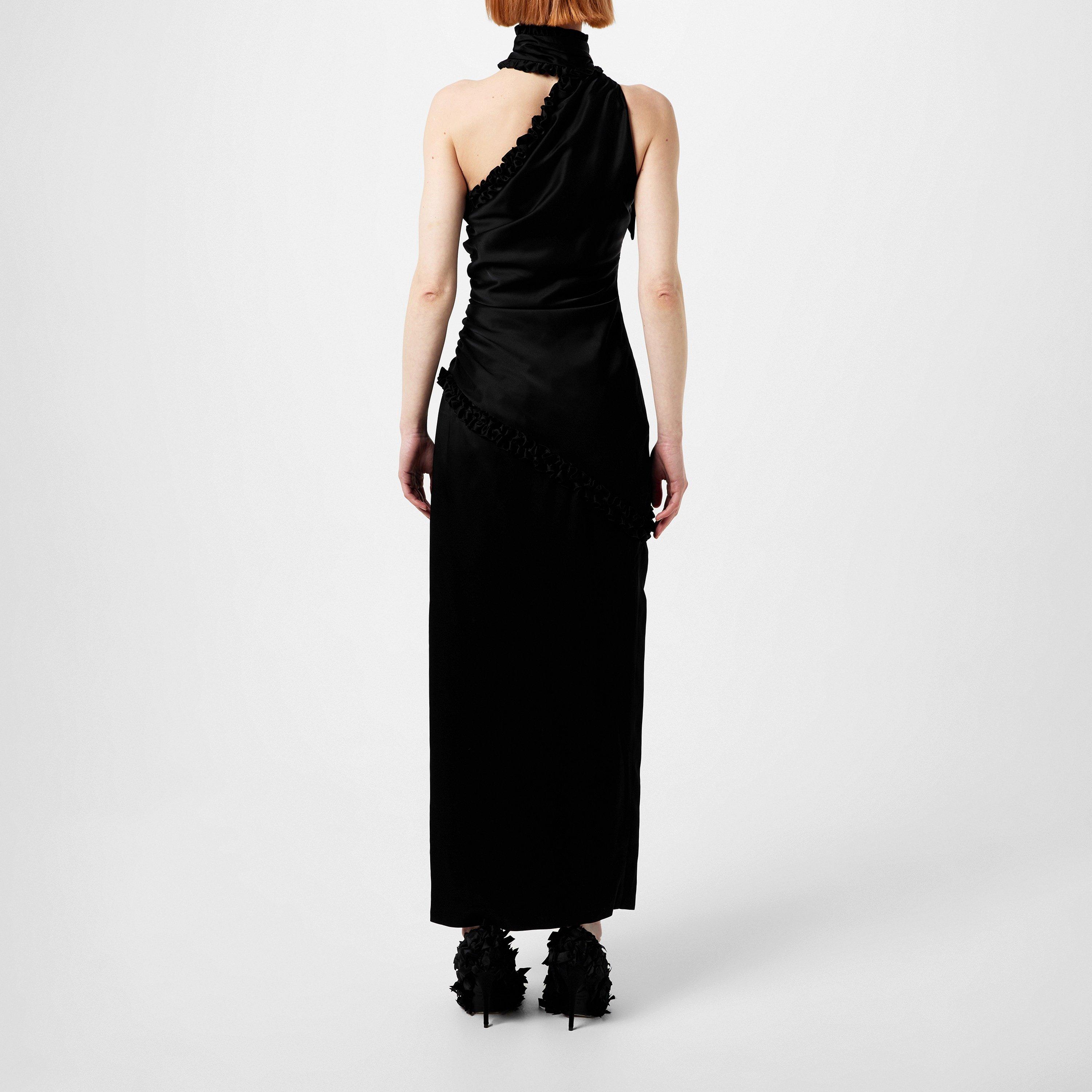 Black - Alessandra Rich - Women's Bow One Shoulder Maxi Dress - 3