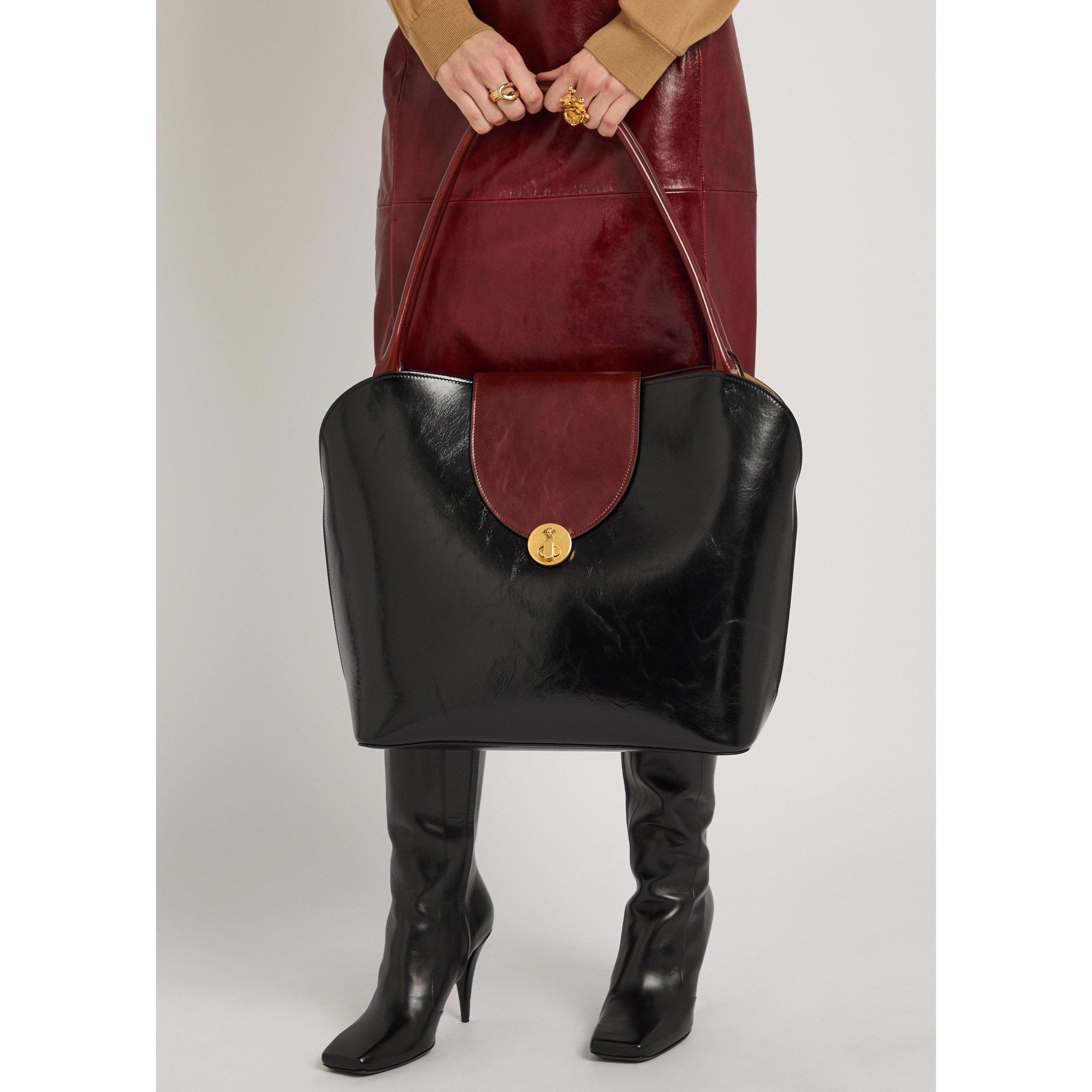 BLACK - Versace - HANDLE LEATHER LARGE TOTE - 3