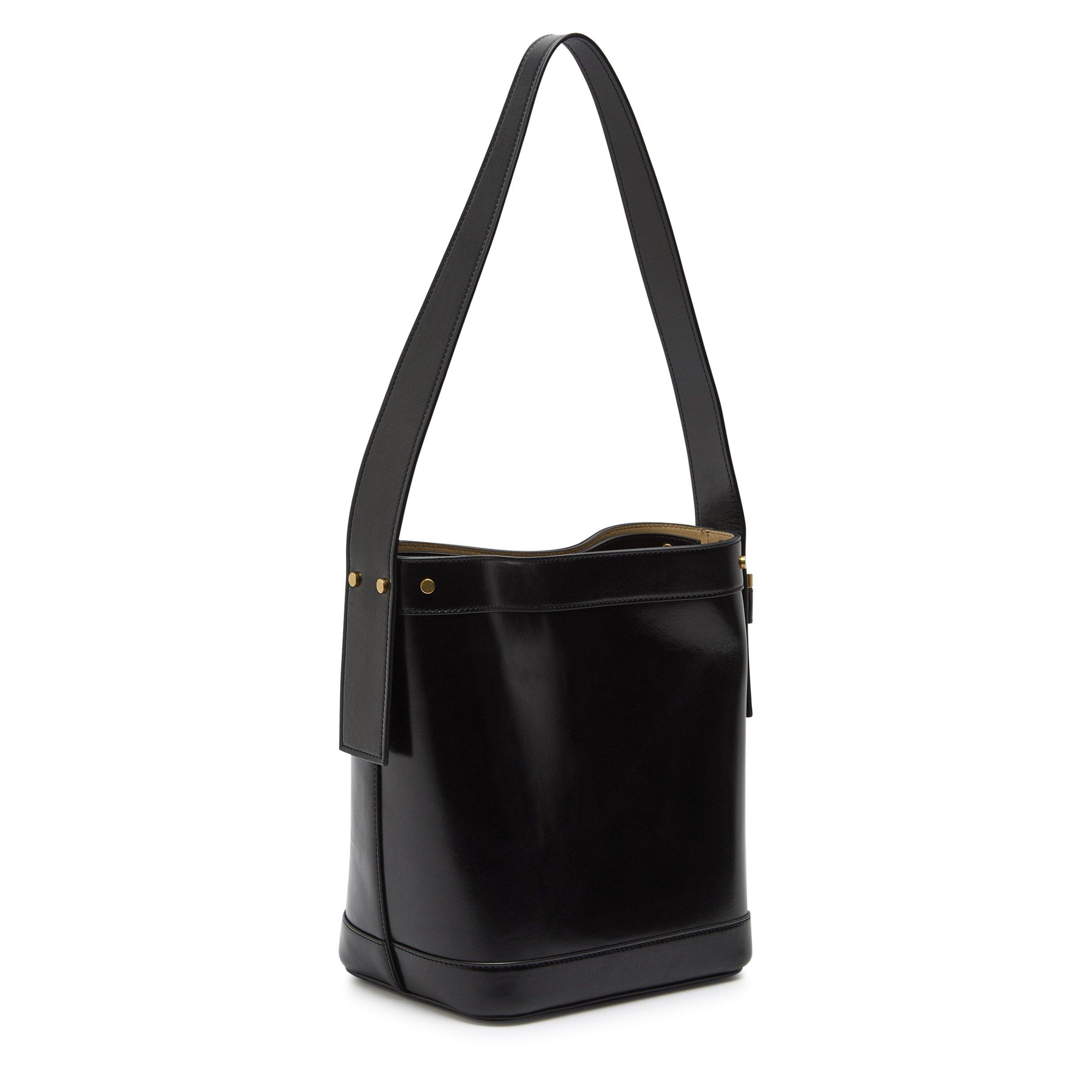BLACK - Versace - CHAIN LEATHER SMALL BUCKET BAG - 2