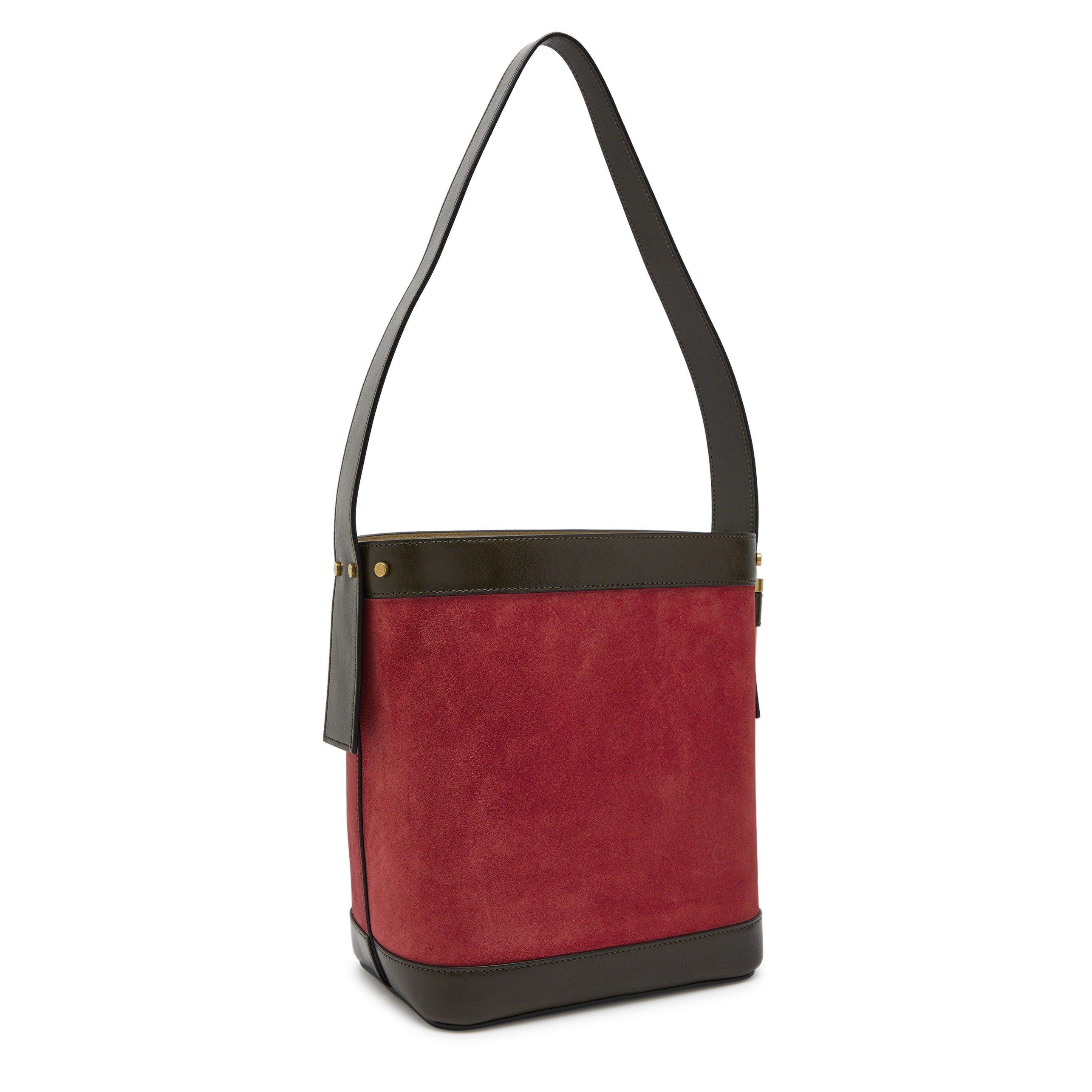 RED - Versace - CHAIN LEATHER SMALL BUCKET BAG - 2