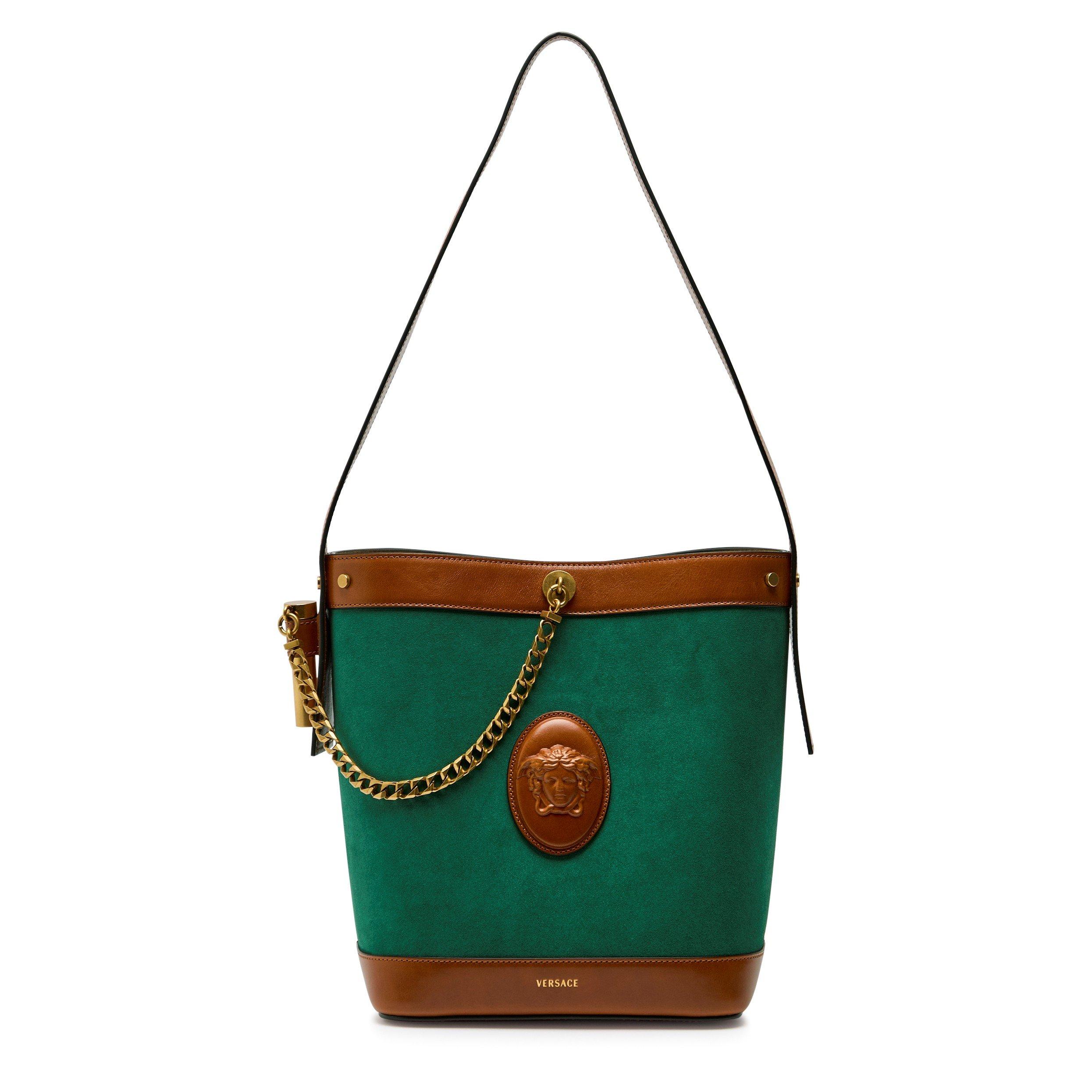 CHAIN LEATHER SMALL BUCKET BAG