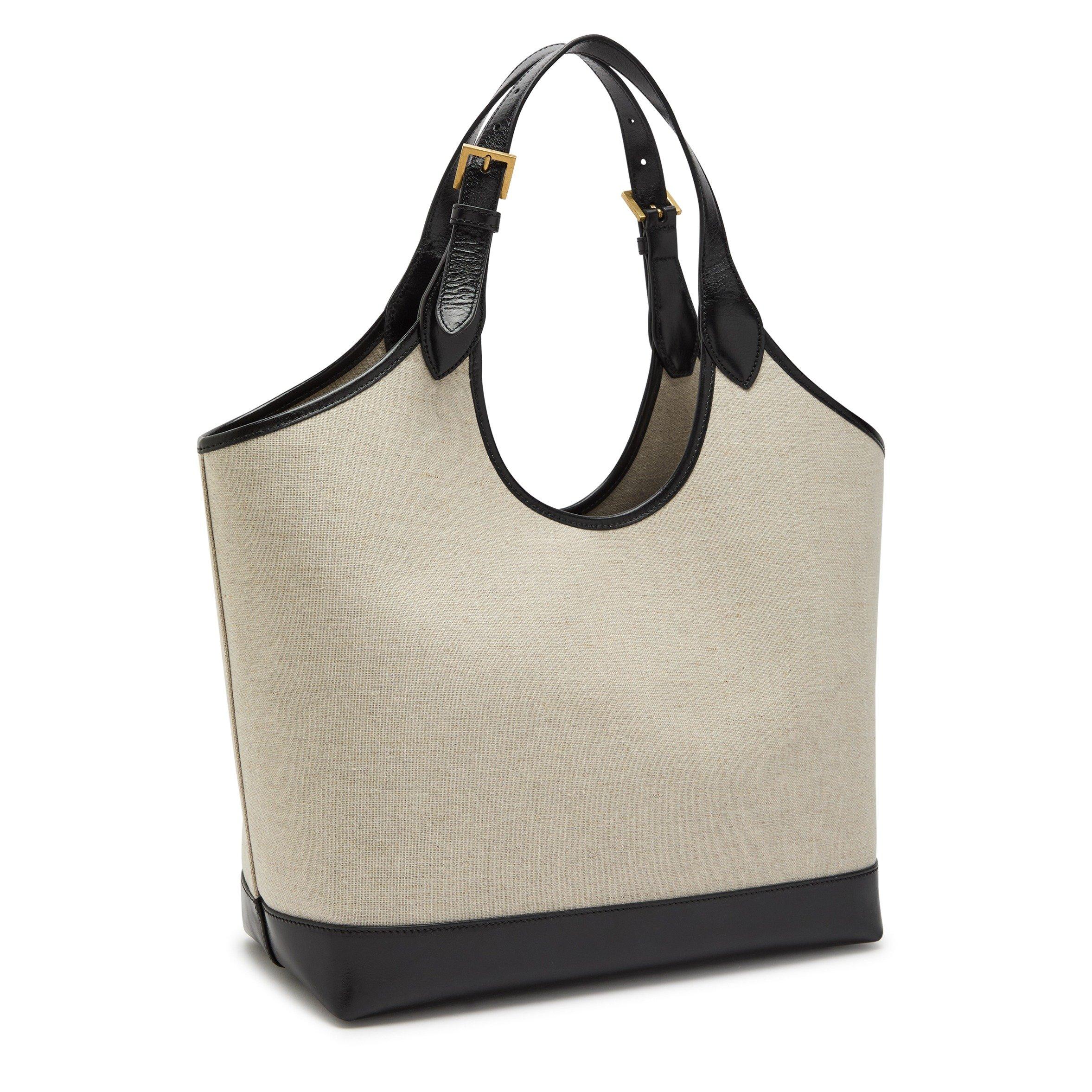 BLACK - Versace - Women's Large Leather Canvas Tote Bag - 2