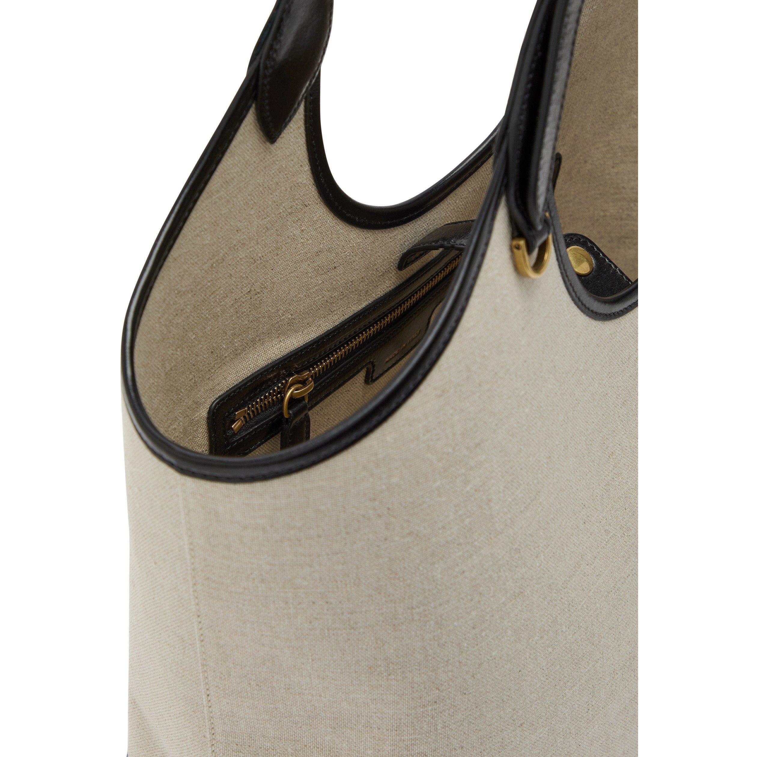 BLACK - Versace - Women's Large Leather Canvas Tote Bag - 5