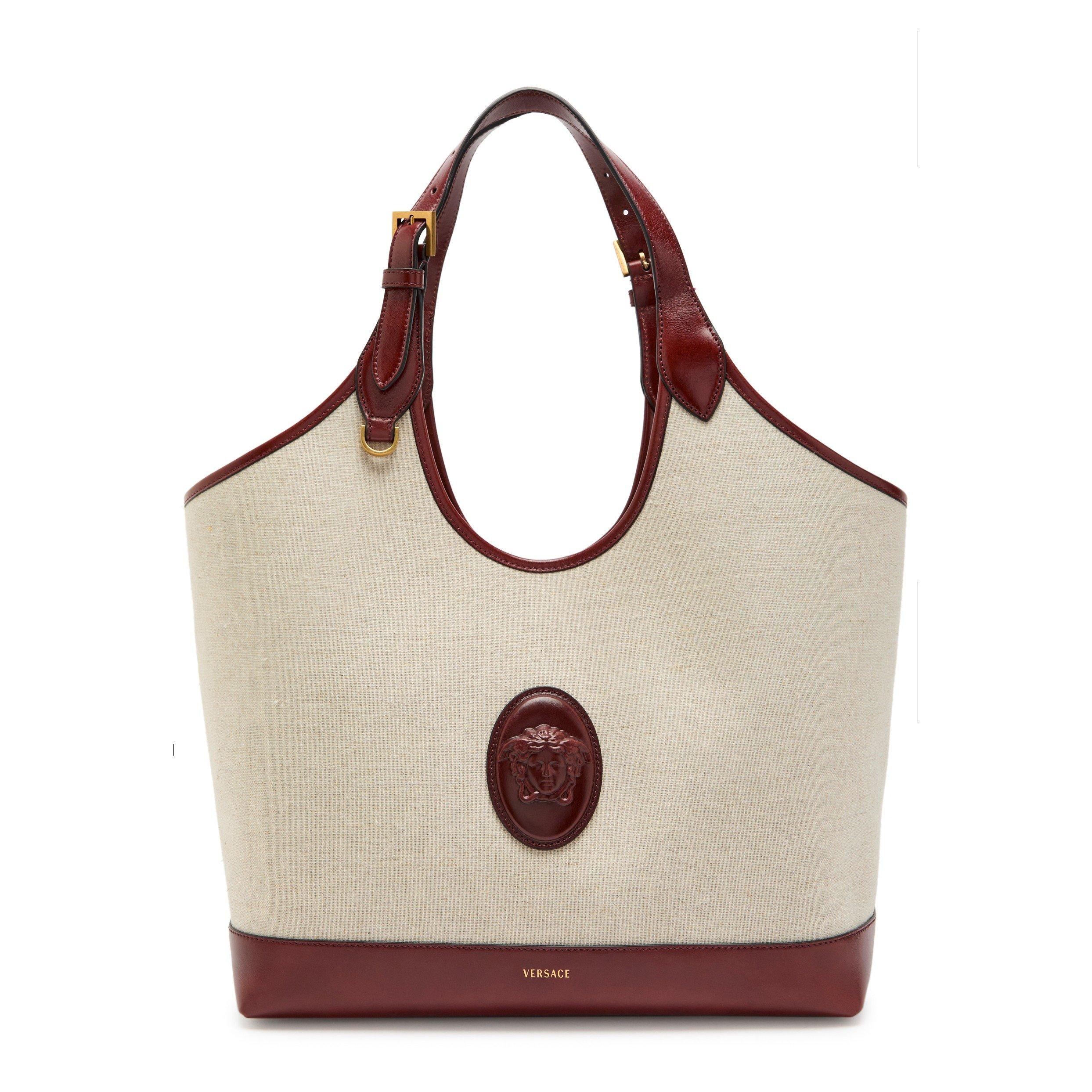 BEIGE - Versace - CANVAS LARGE TOTE - 1