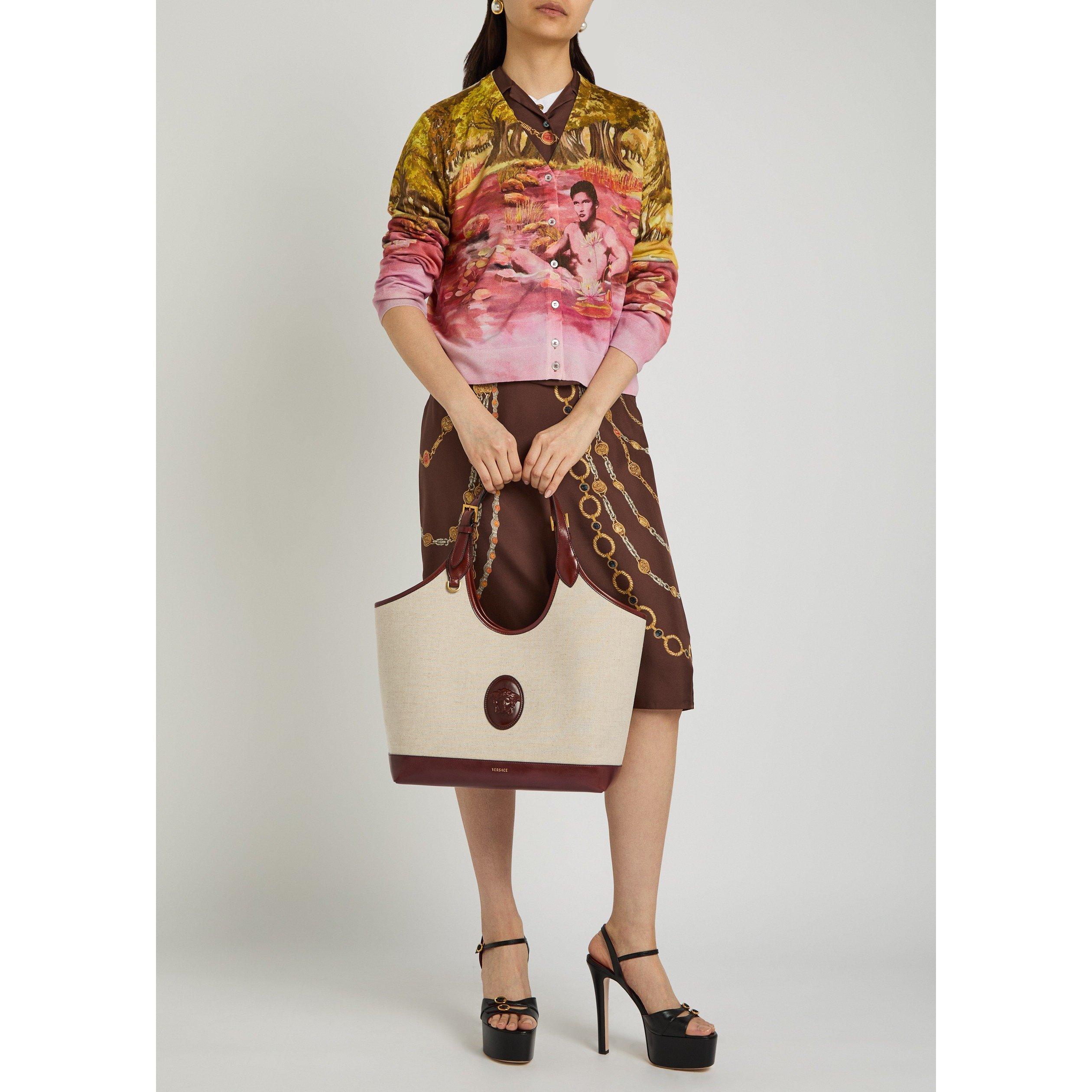 BEIGE - Versace - CANVAS LARGE TOTE - 6