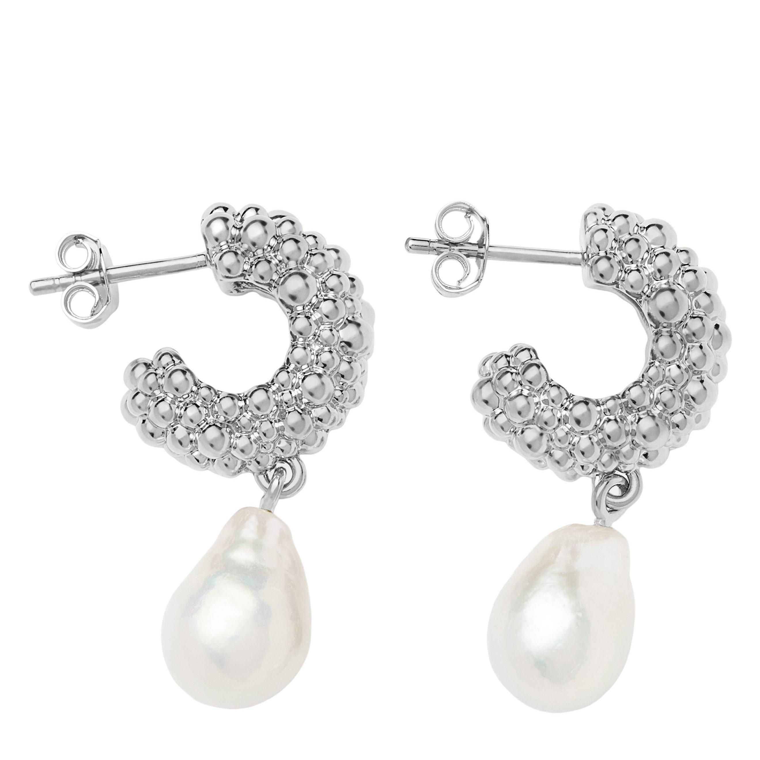 SILVER - Missoma - PEARL BAYA SMALL HOOP DROP EAR