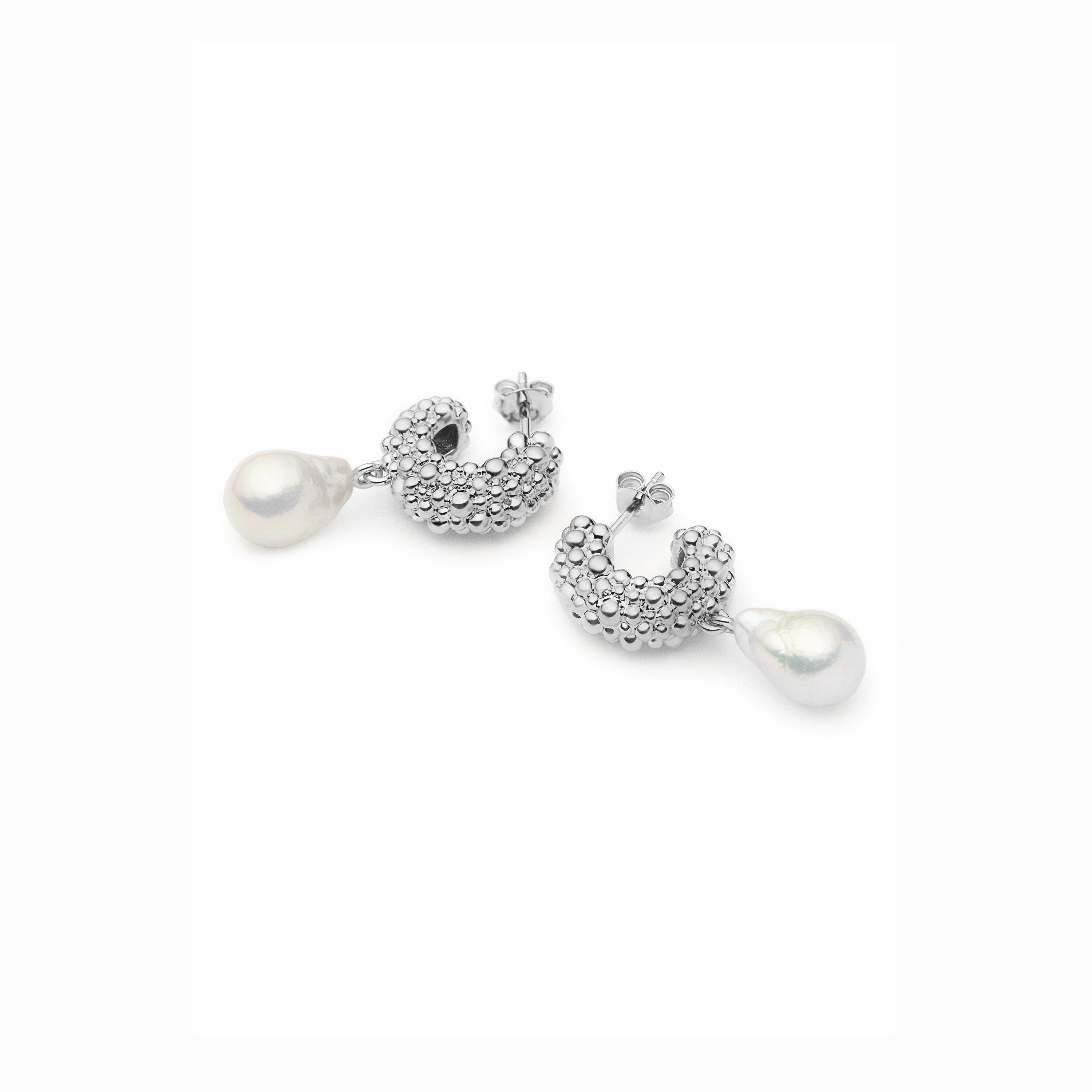 SILVER - Missoma - PEARL BAYA SMALL HOOP DROP EAR - 2
