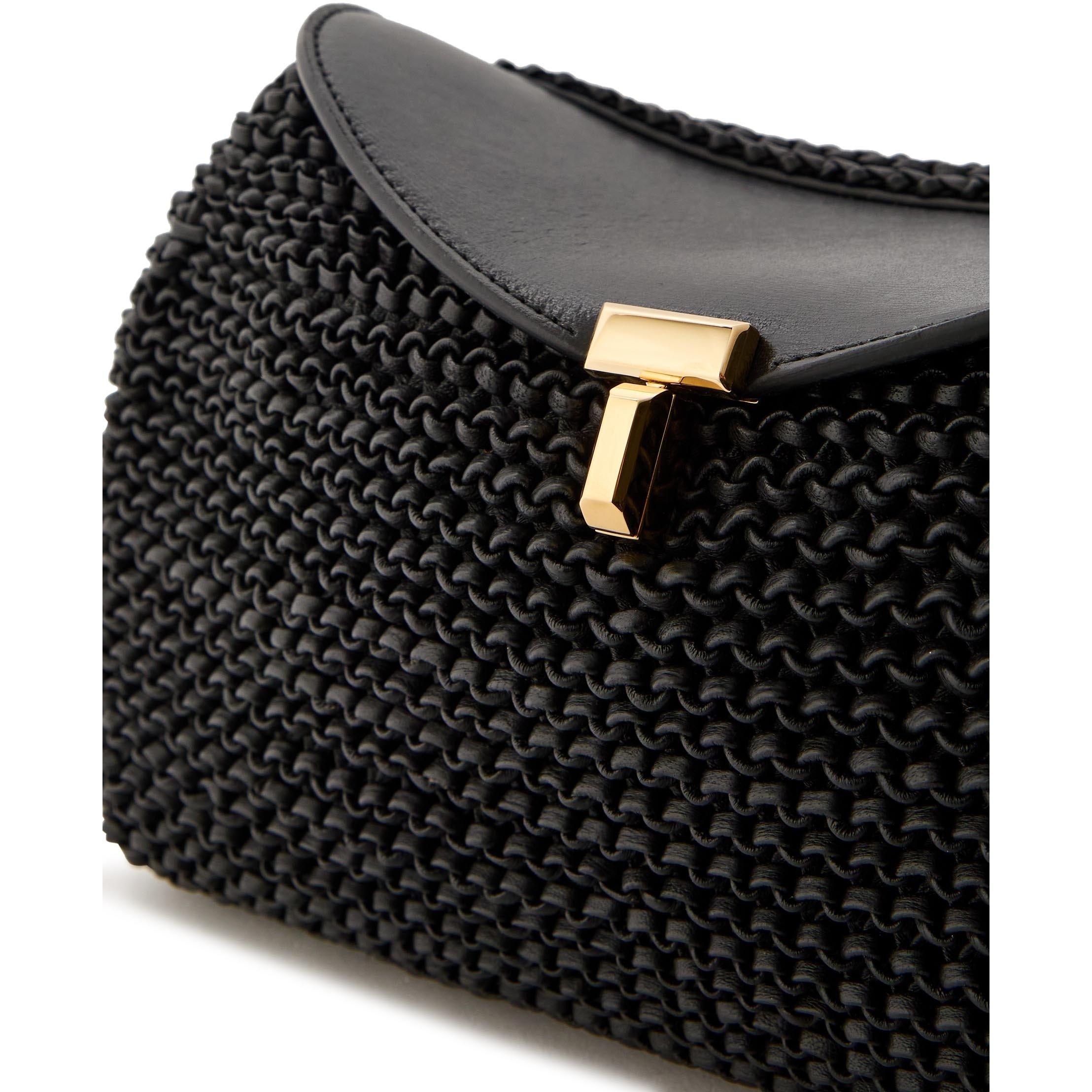 BLACK - Toteme - Women's T-Lock Woven Leather Clutch Bag - 4