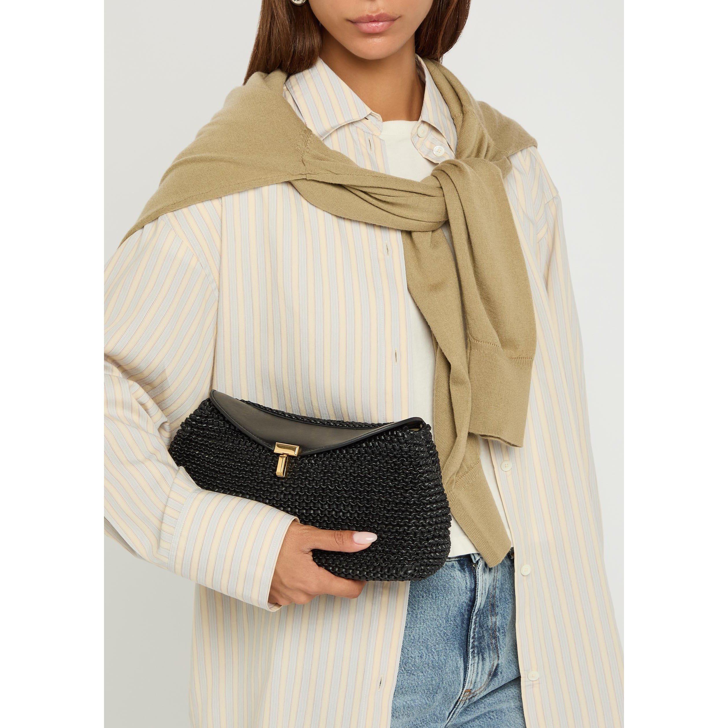 BLACK - Toteme - Women's T-Lock Woven Leather Clutch Bag - 6