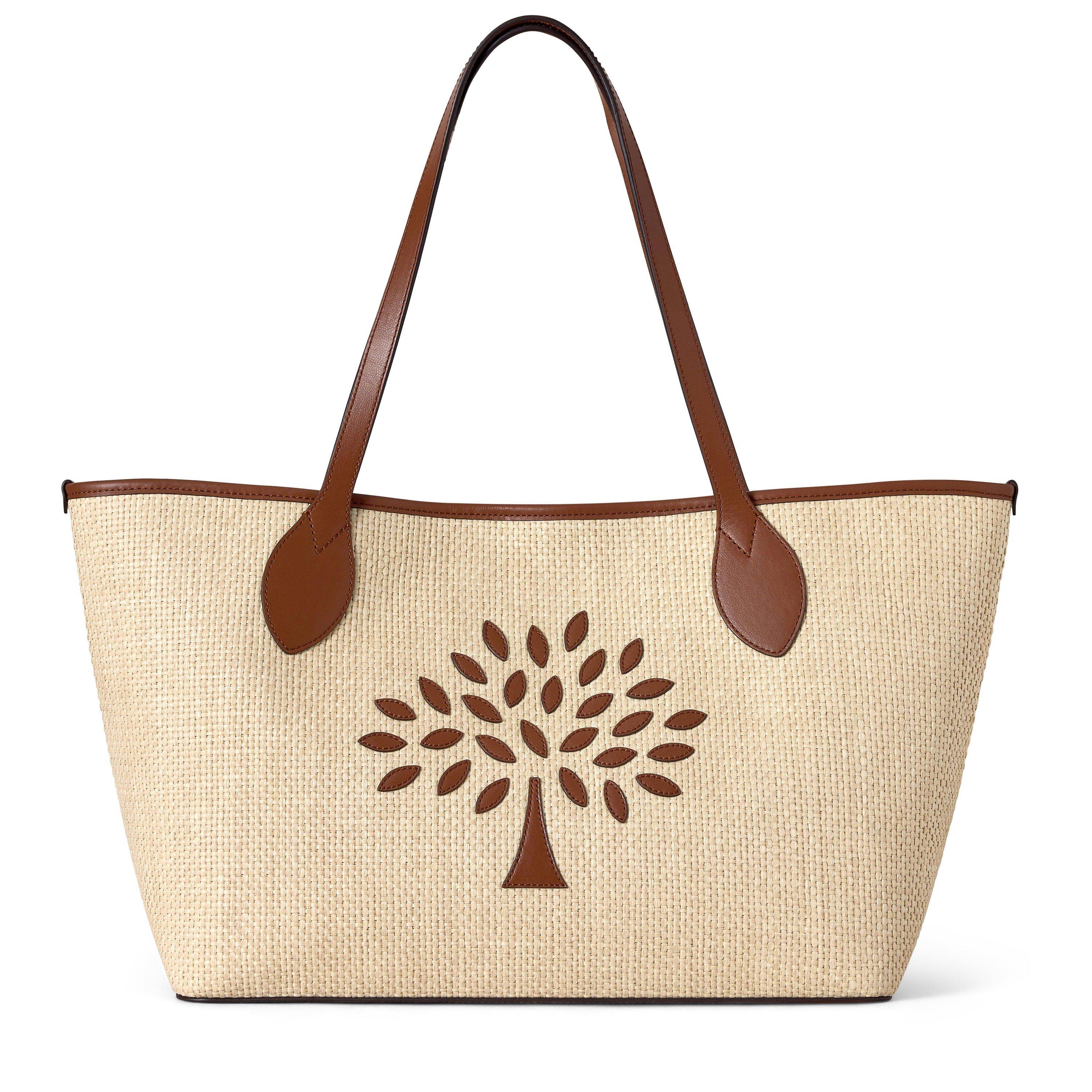 CREAM AND OTHER - Mulberry - TREE RAFFIA SMALL TOTE - 1
