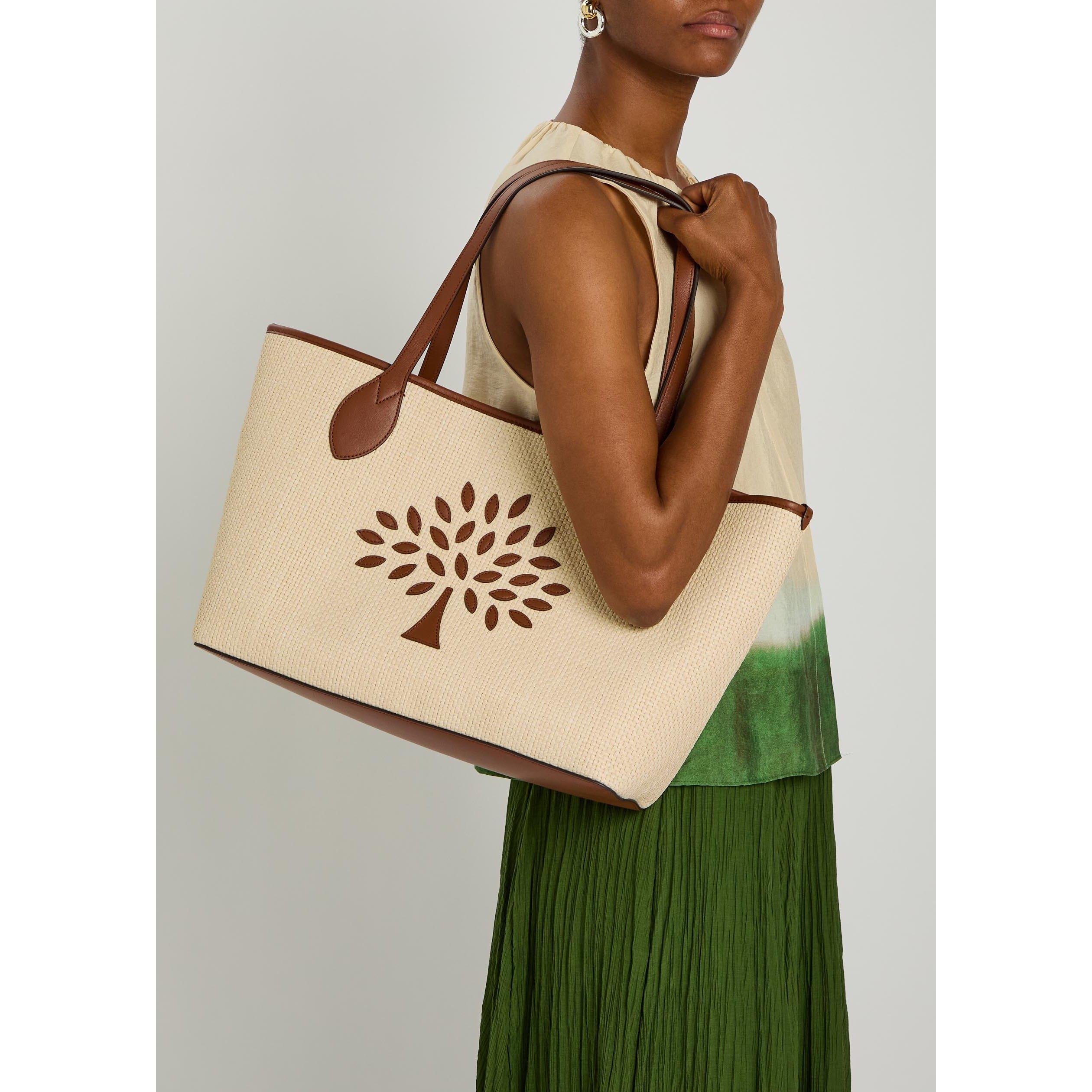CREAM AND OTHER - Mulberry - TREE RAFFIA SMALL TOTE - 3