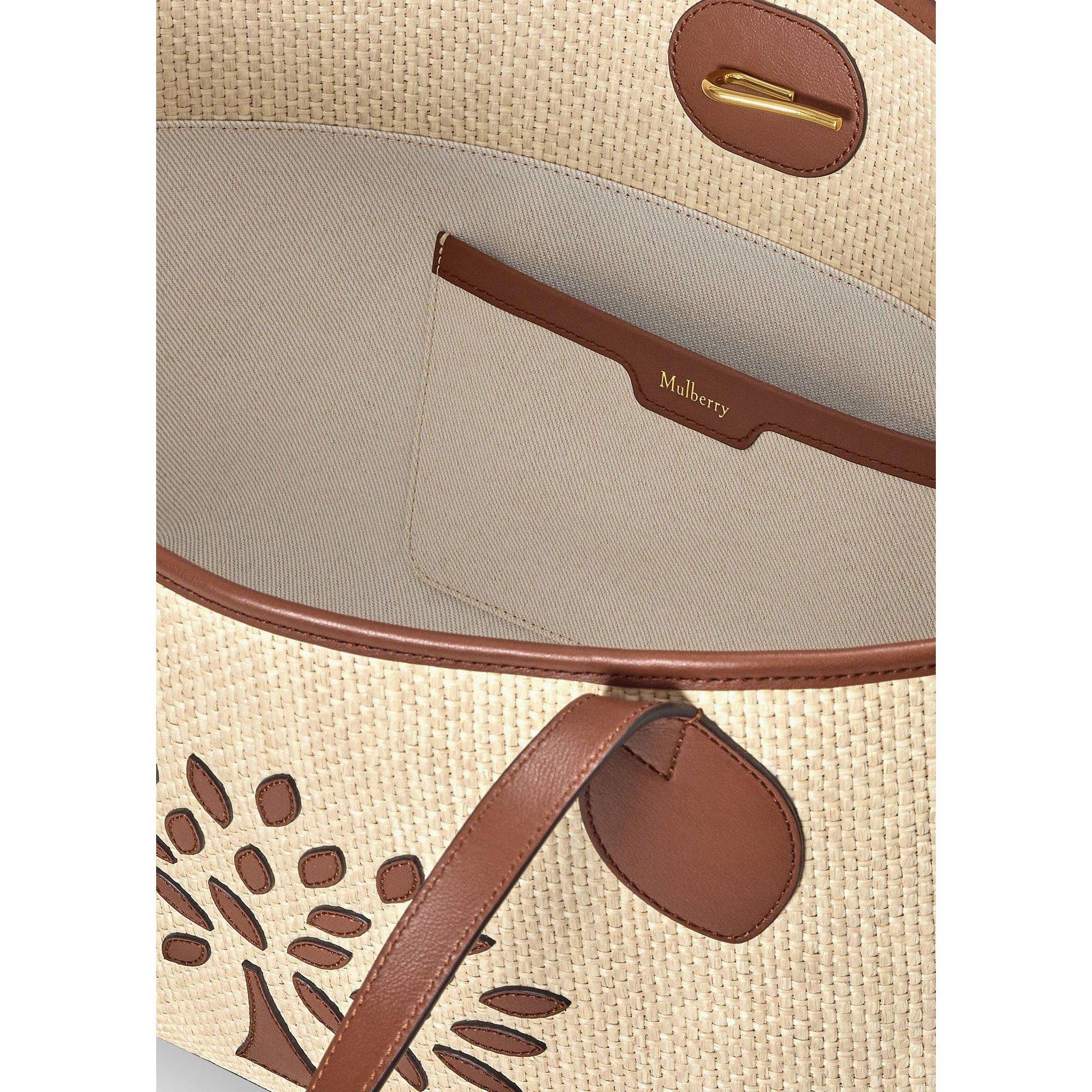 CREAM AND OTHER - Mulberry - TREE RAFFIA SMALL TOTE - 4
