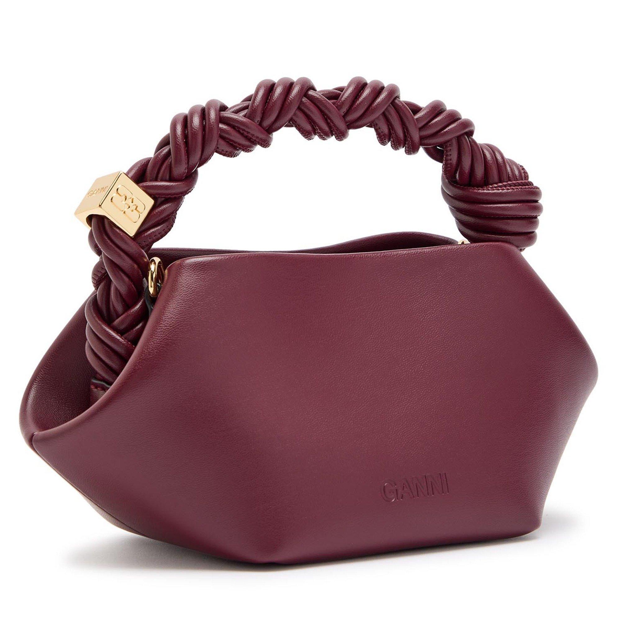 BURGUNDY - Ganni - Women's Bou Mini Leather Bag - 2