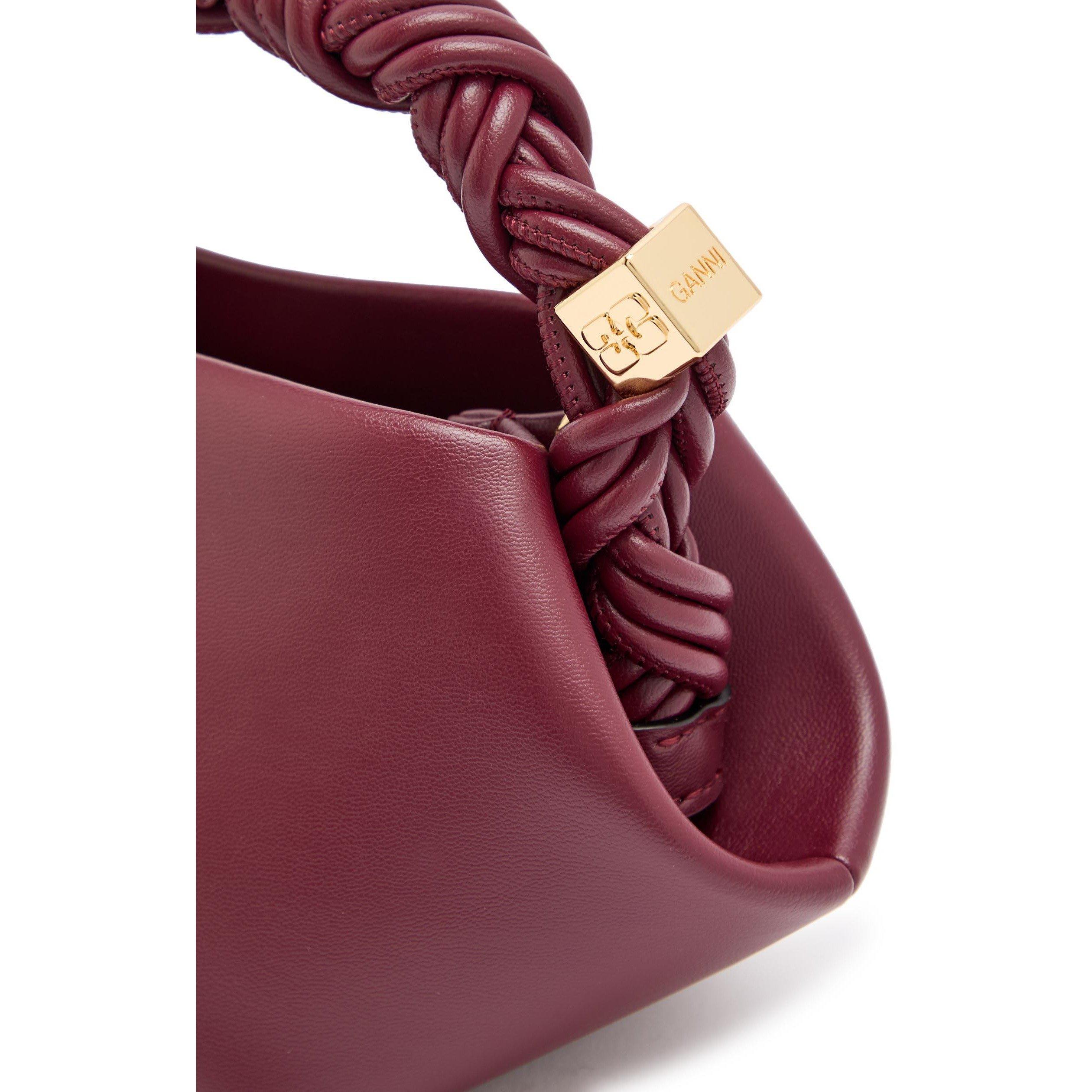 BURGUNDY - Ganni - Women's Bou Mini Leather Bag - 4