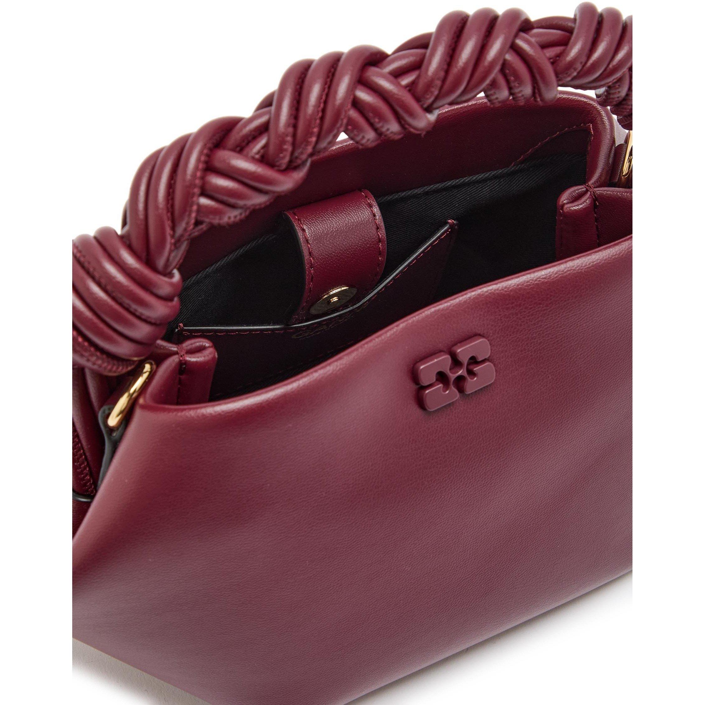BURGUNDY - Ganni - Women's Bou Mini Leather Bag - 5