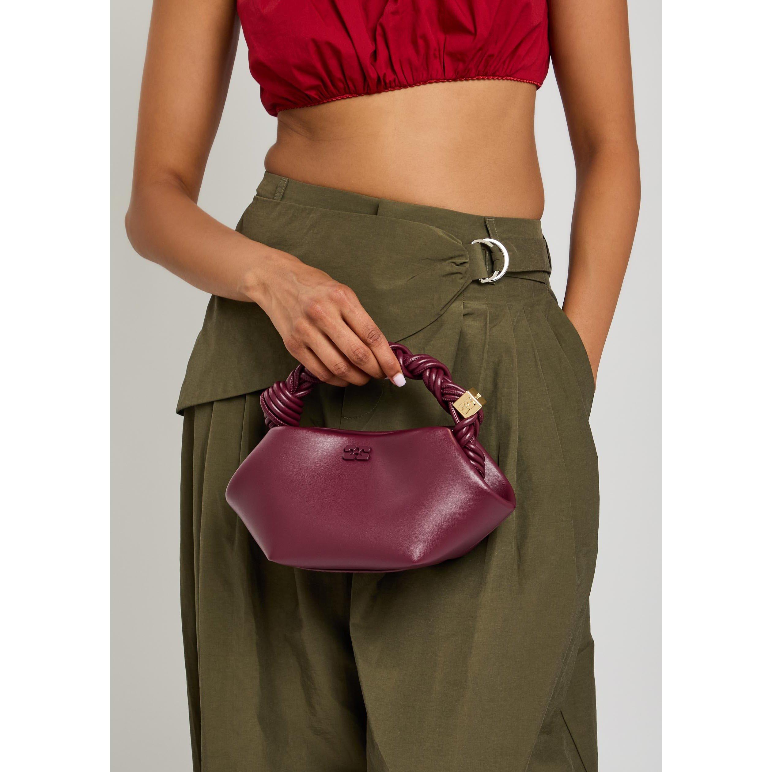 BURGUNDY - Ganni - Women's Bou Mini Leather Bag - 6