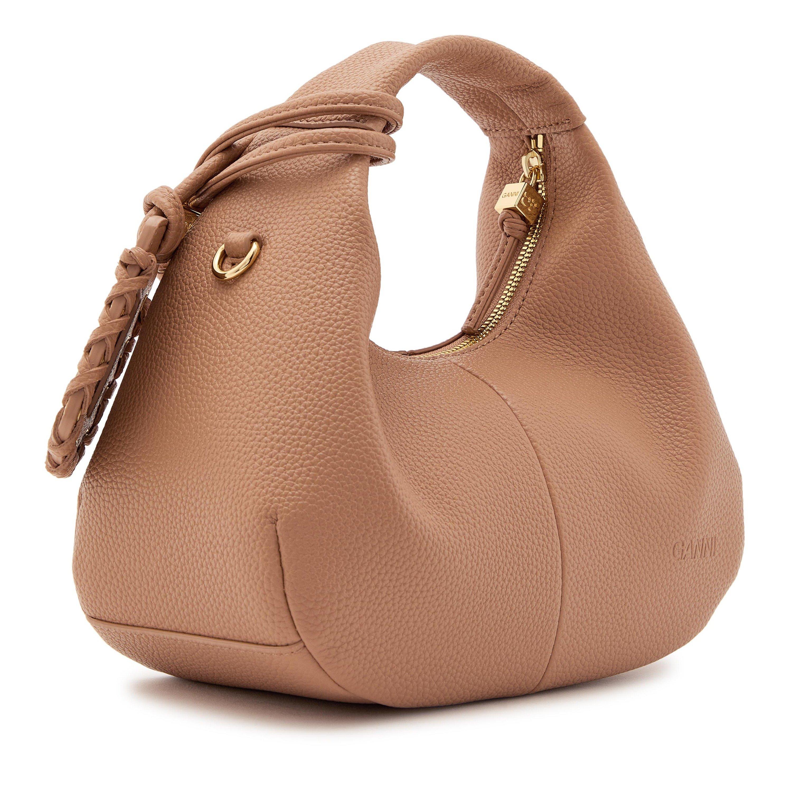 PINK - Ganni - Women's Hobo Mini Grained Leather Bag - 2