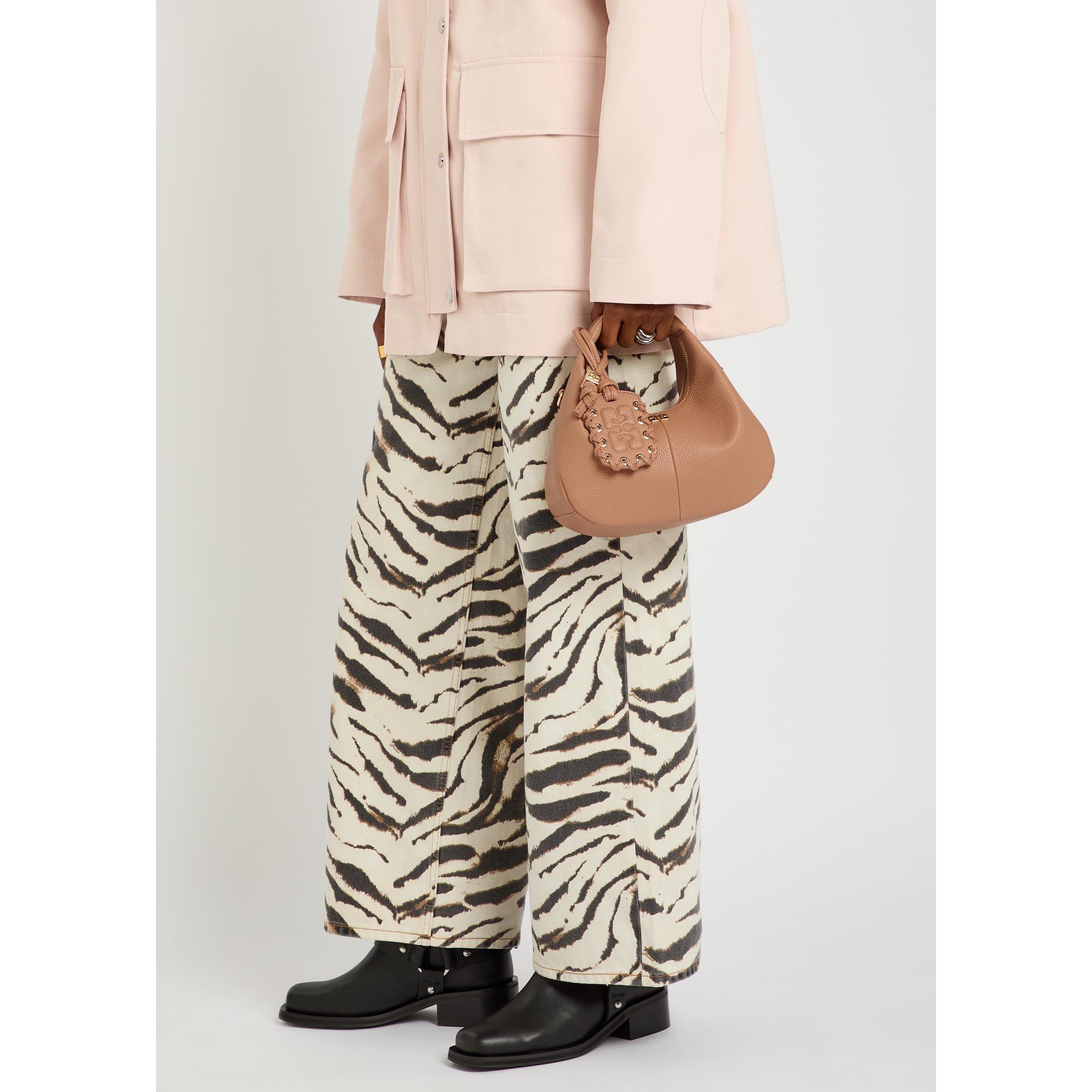 PINK - Ganni - Women's Hobo Mini Grained Leather Bag - 3