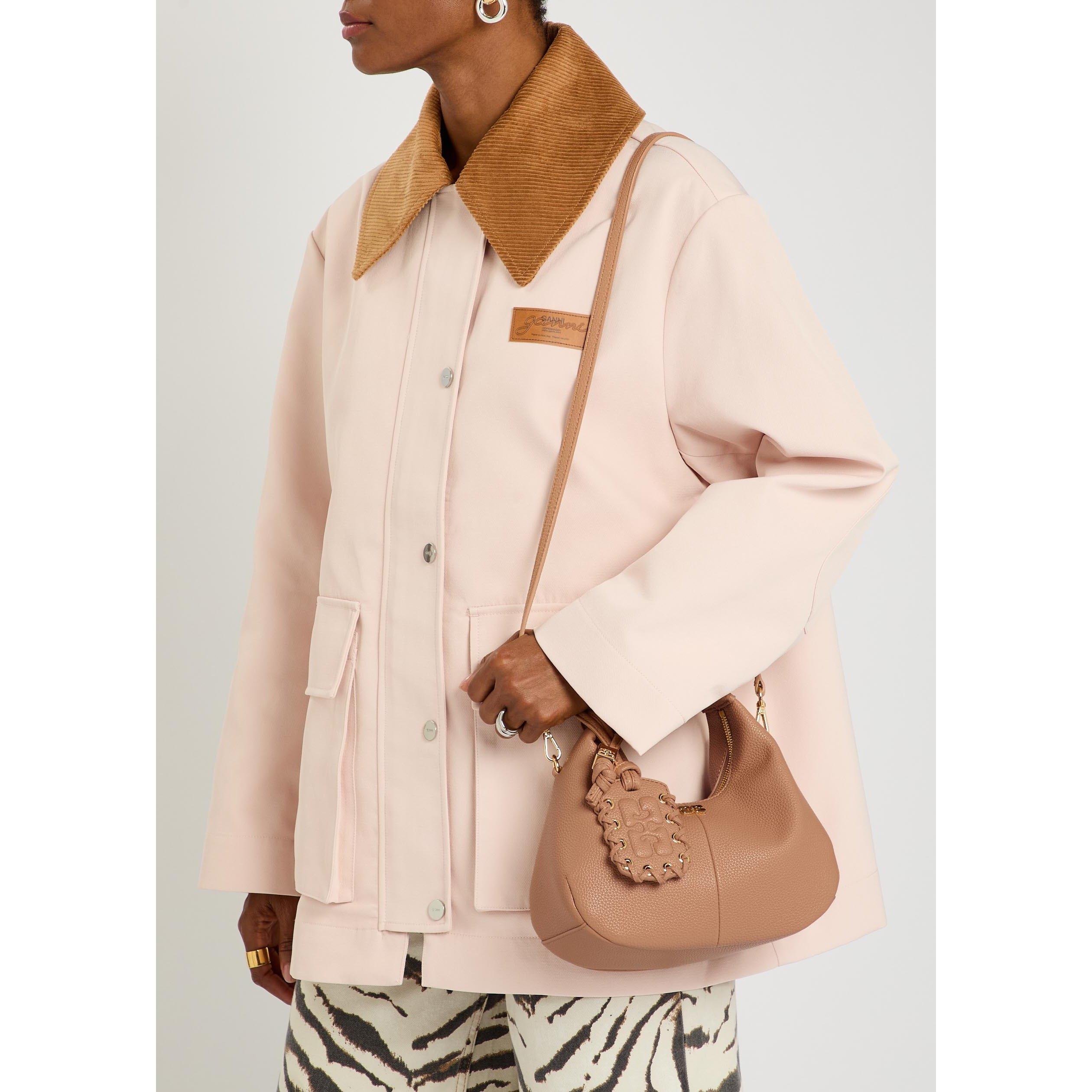 PINK - Ganni - Women's Hobo Mini Grained Leather Bag - 6