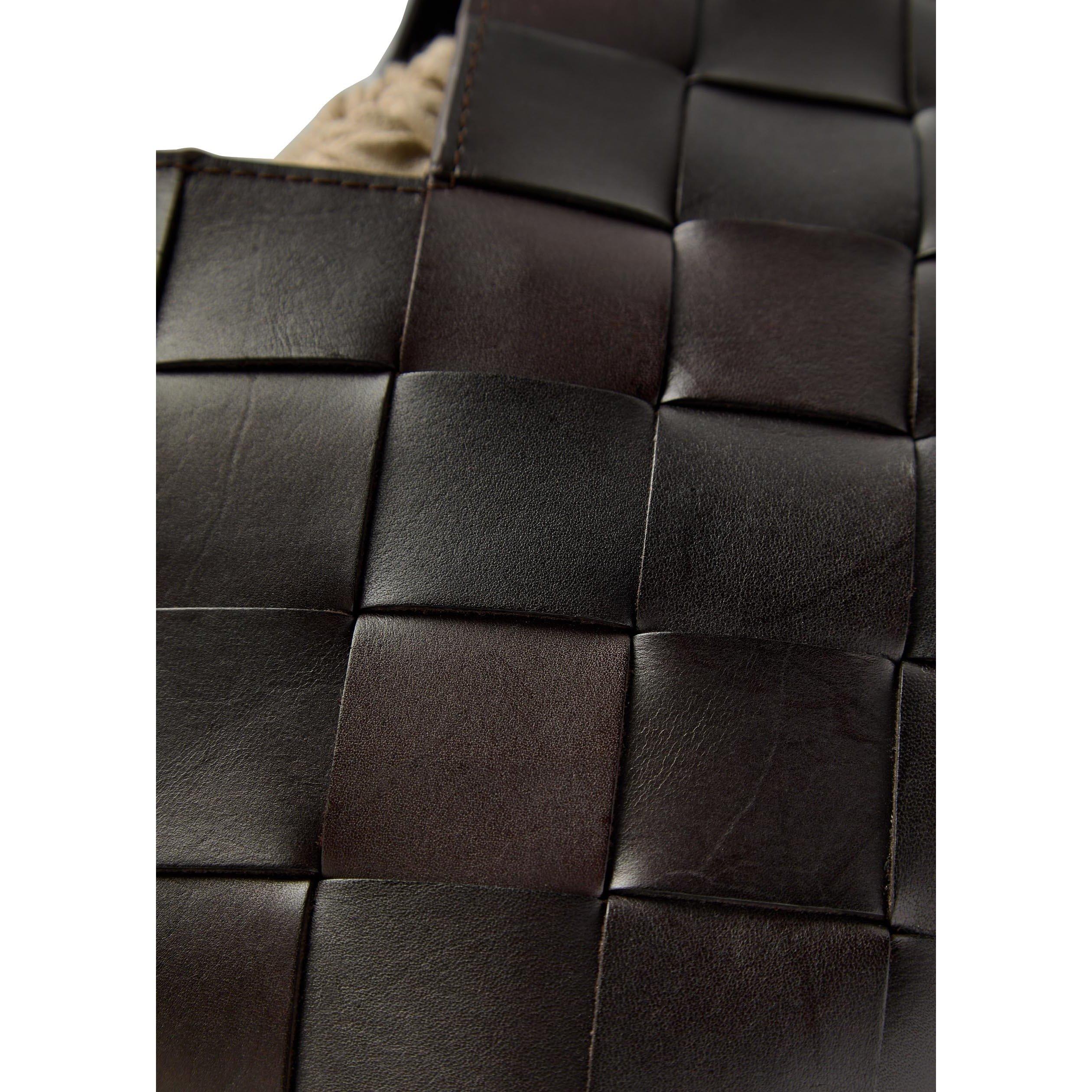 DARK BROWN - Dragon Diffusion - Women's Botteghe Small Leather Tote Bag - 4
