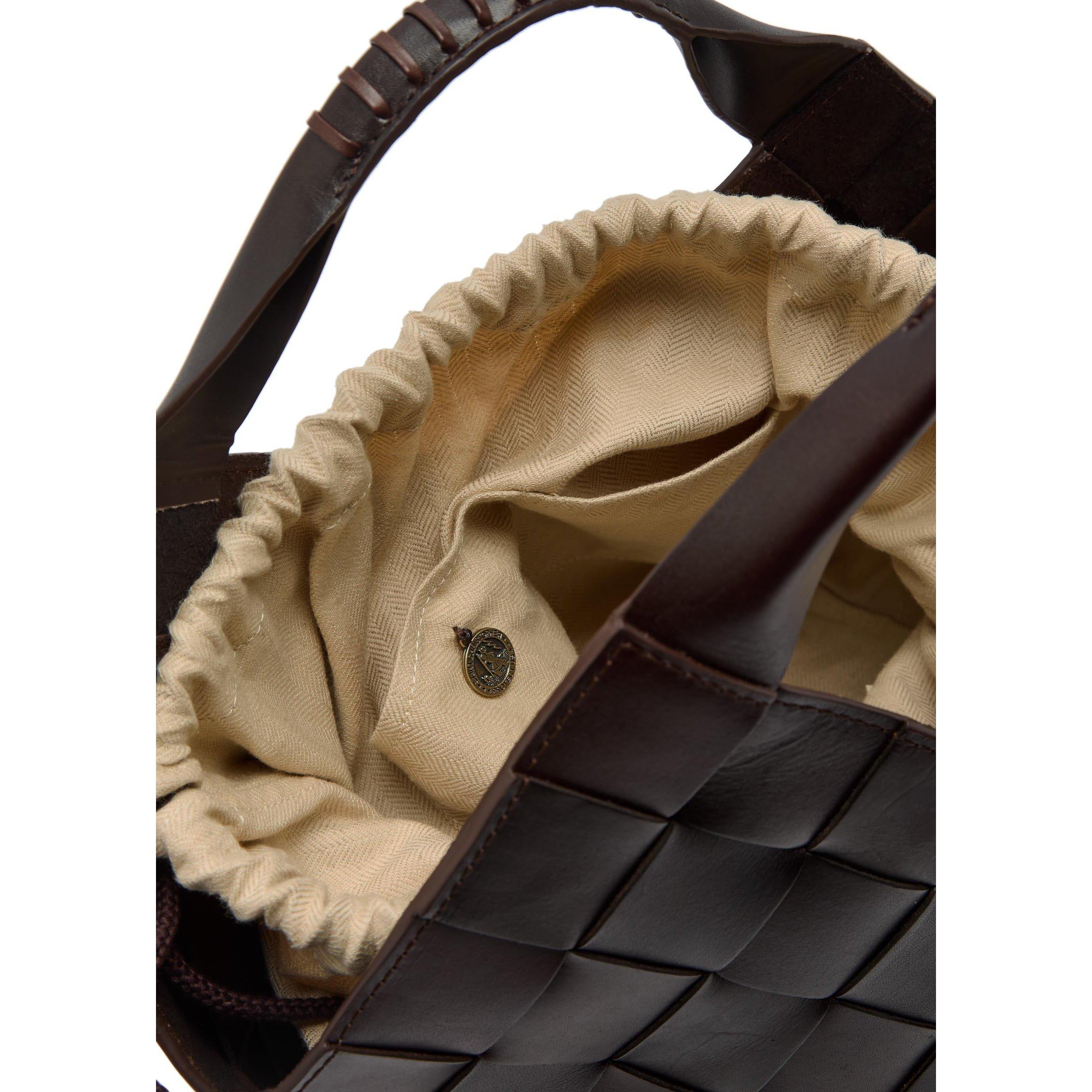 DARK BROWN - Dragon Diffusion - Women's Botteghe Small Leather Tote Bag - 5