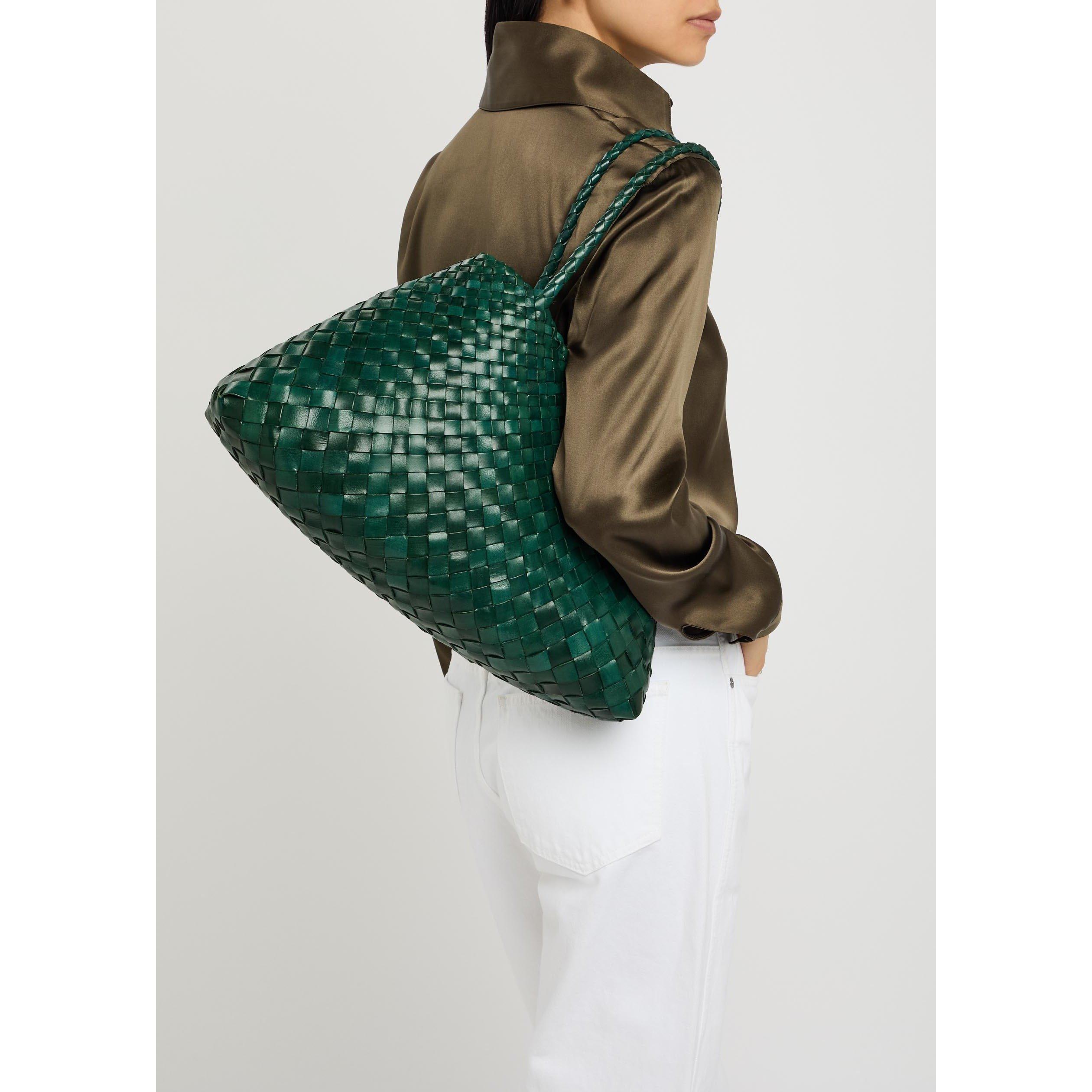 DARK GREEN - Dragon Diffusion - Women's Santa Croce Leather Tote Bag - 3