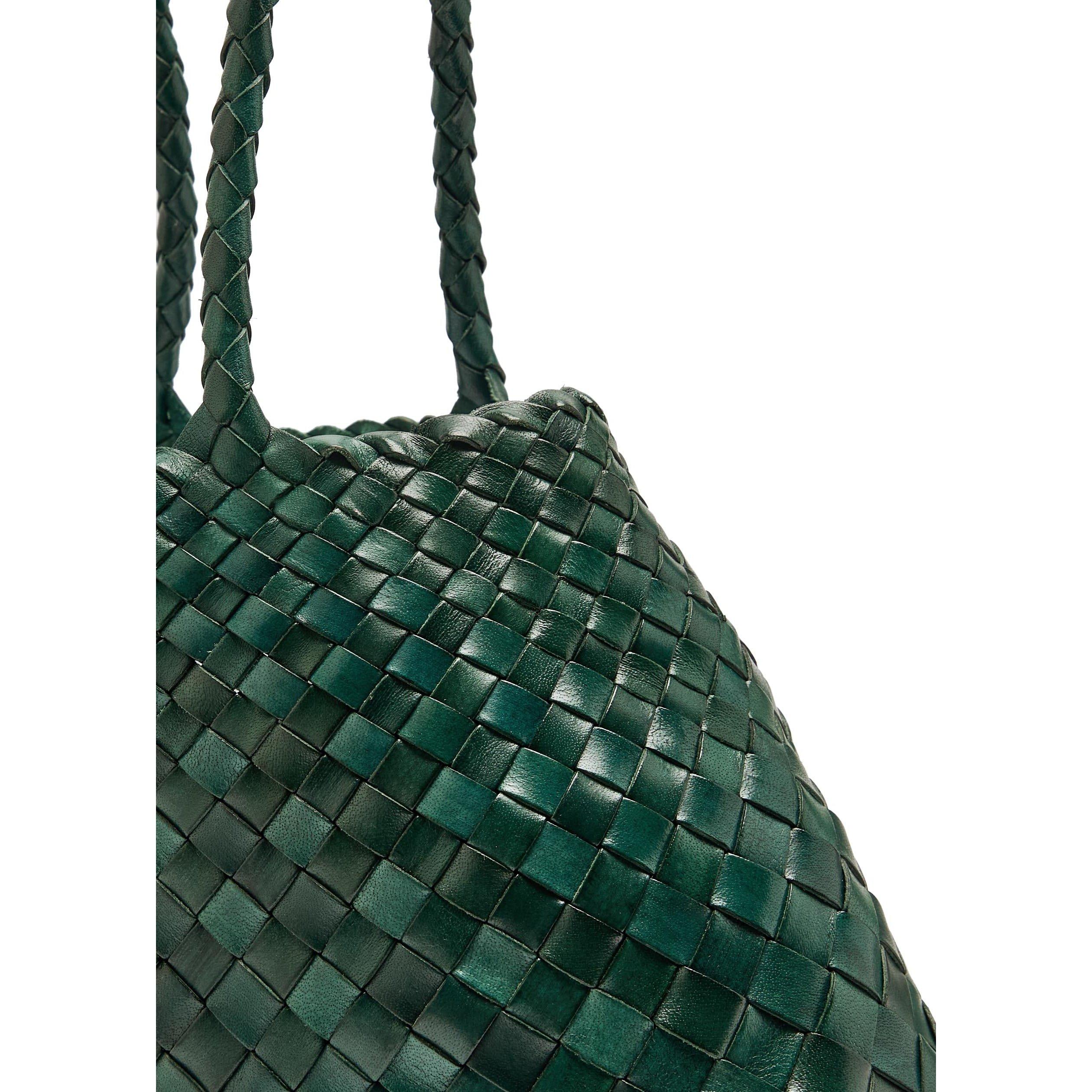 DARK GREEN - Dragon Diffusion - Women's Santa Croce Leather Tote Bag - 4