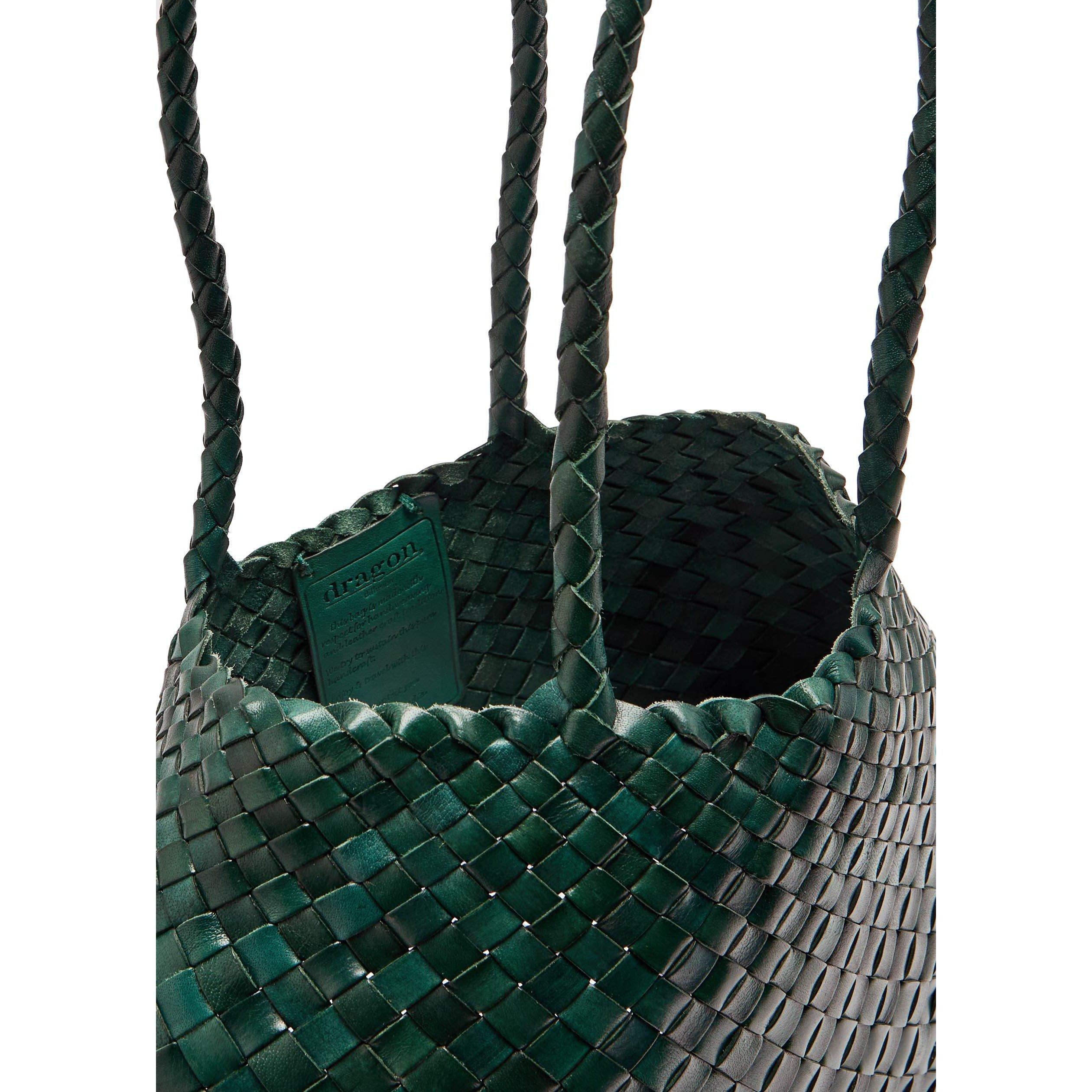 DARK GREEN - Dragon Diffusion - Women's Santa Croce Leather Tote Bag - 5
