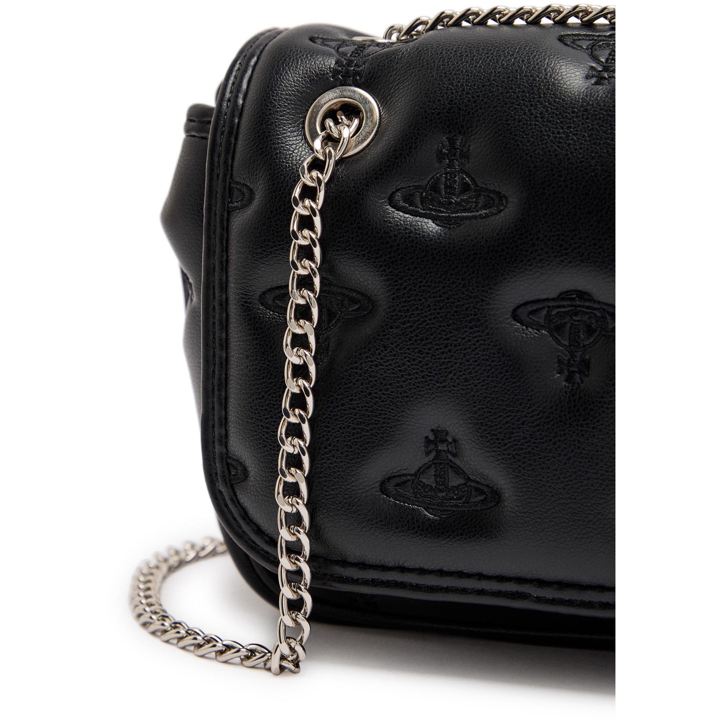 BLACK - Vivienne Westwood - Women's Chain Strap Faux Leather Cross Body Bag - 4