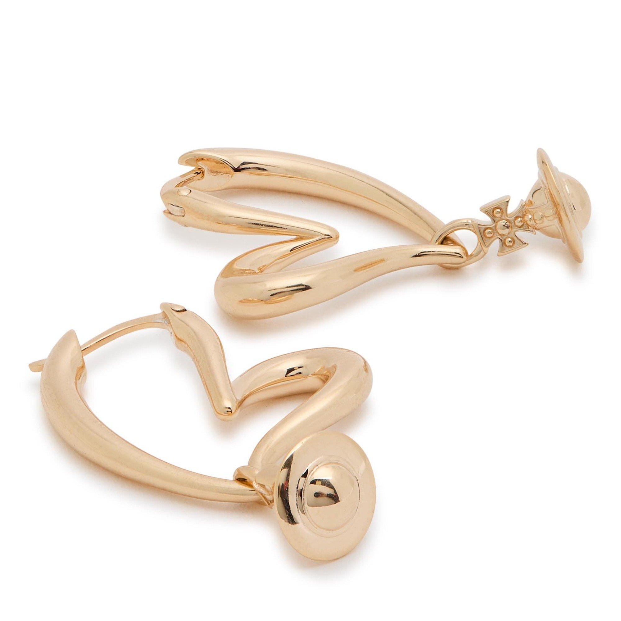 GOLD - Vivienne Westwood - Women's Emily Brass Heart Drop Earrings - 2