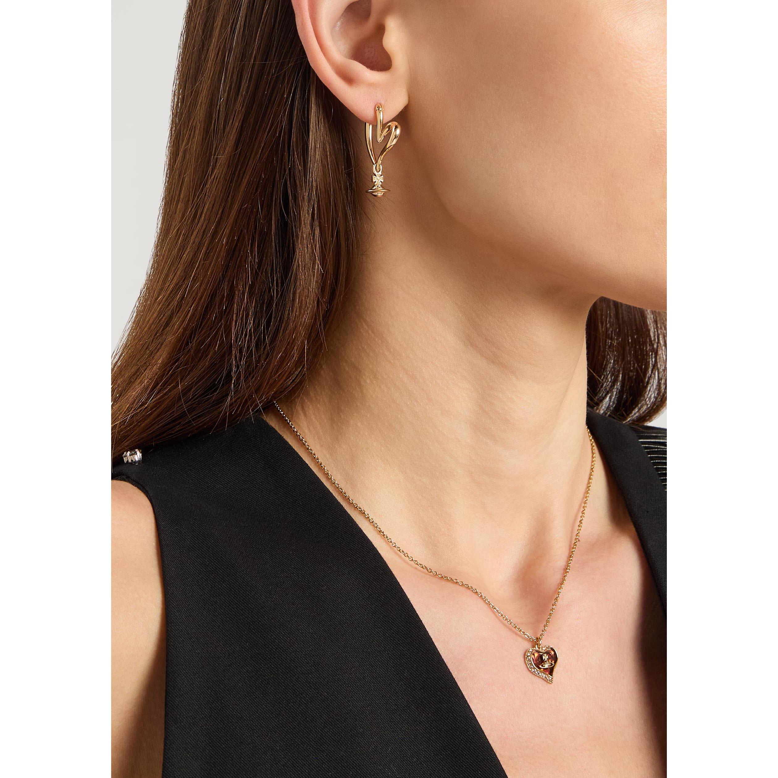 GOLD - Vivienne Westwood - Women's Emily Brass Heart Drop Earrings - 3